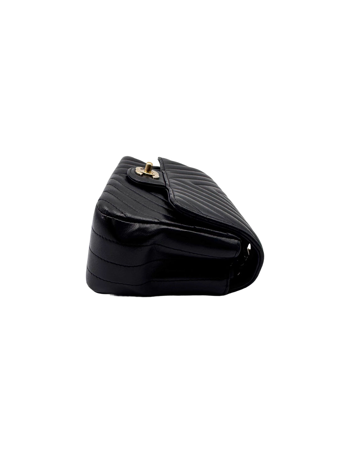 Chanel Classic Flap Black Chevron Quilted Leather Shoulder Bag With Gold Buckle(24***03) CC1993