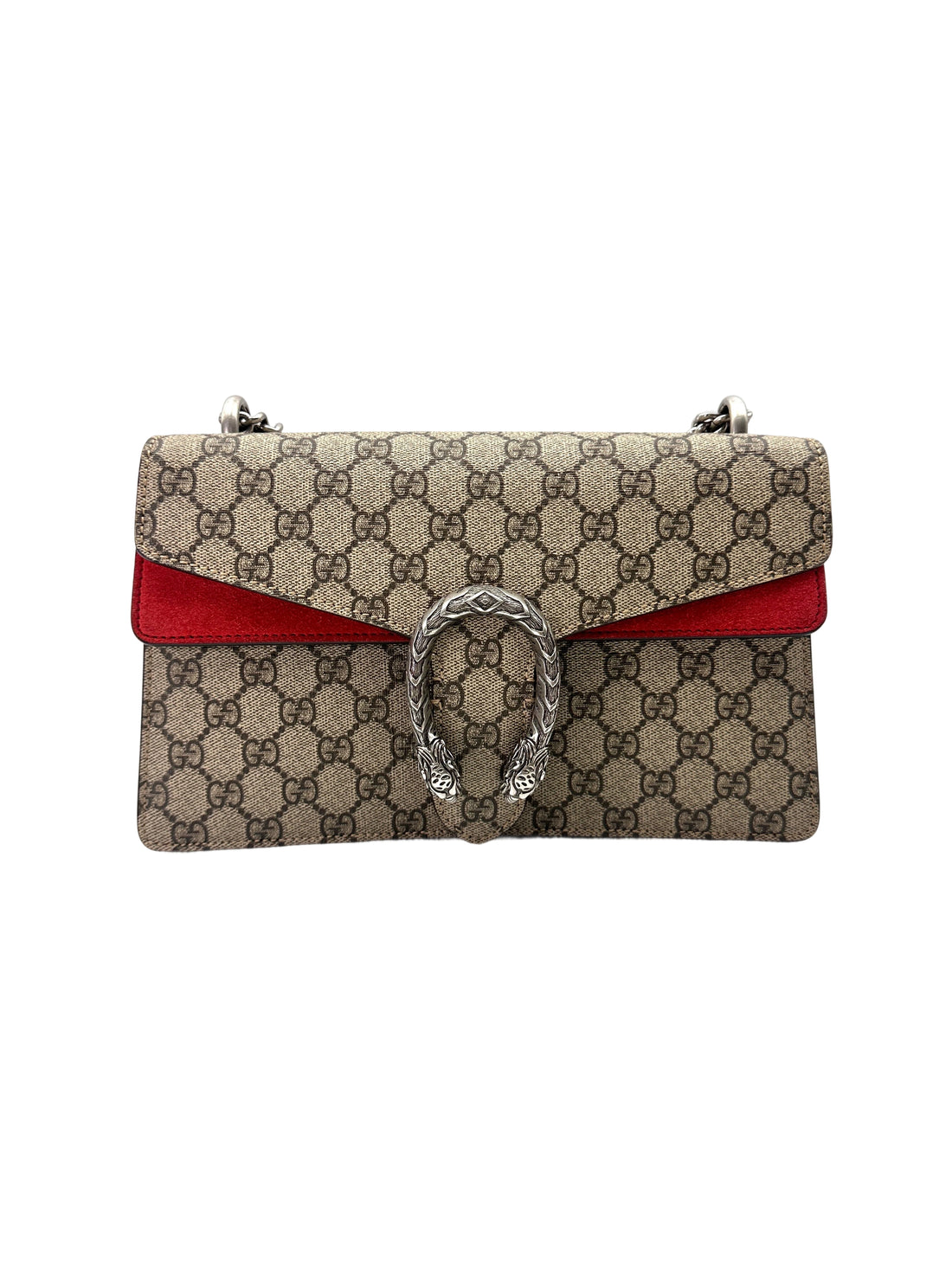 Gucci Dionysus GG Supreme Canvas Shoulder Bag With Red Tirm GG1051