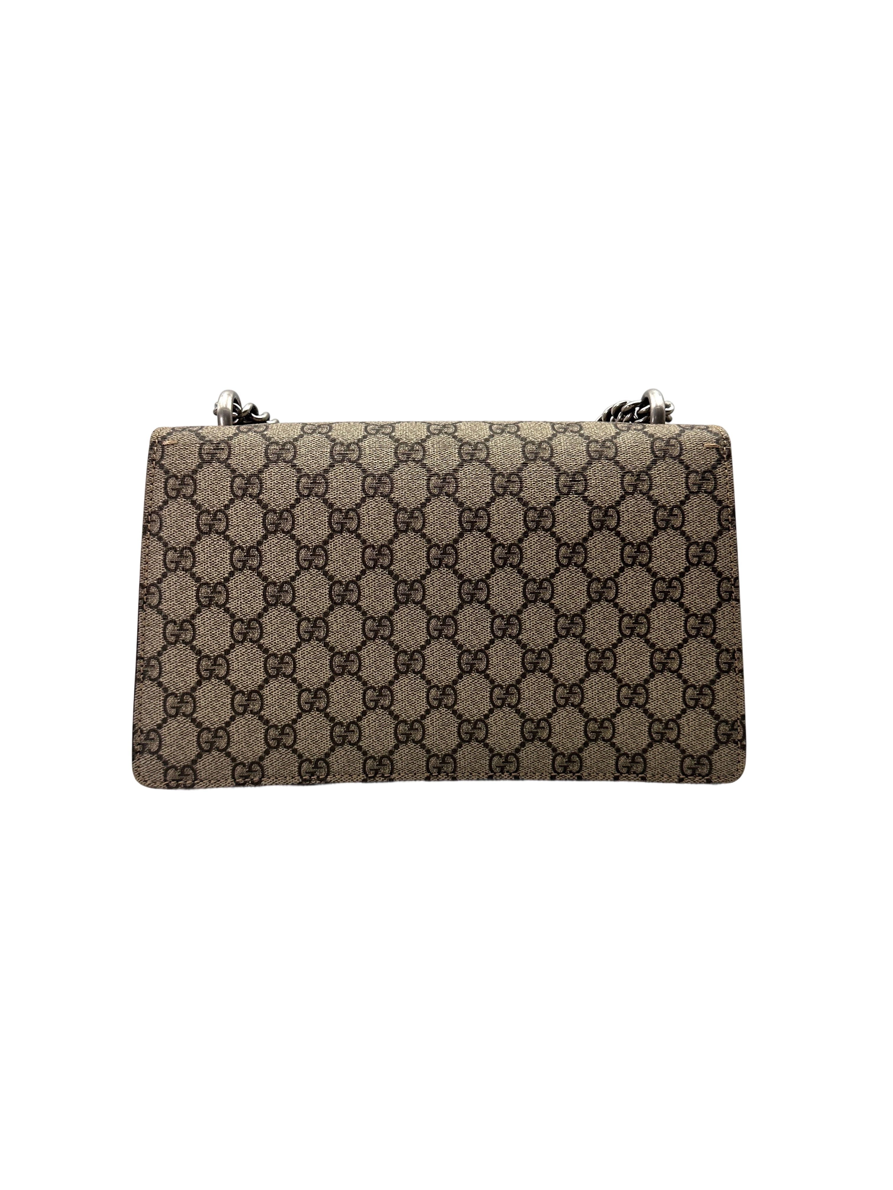 Gucci Dionysus GG Supreme Canvas Shoulder Bag With Red Tirm GG1051