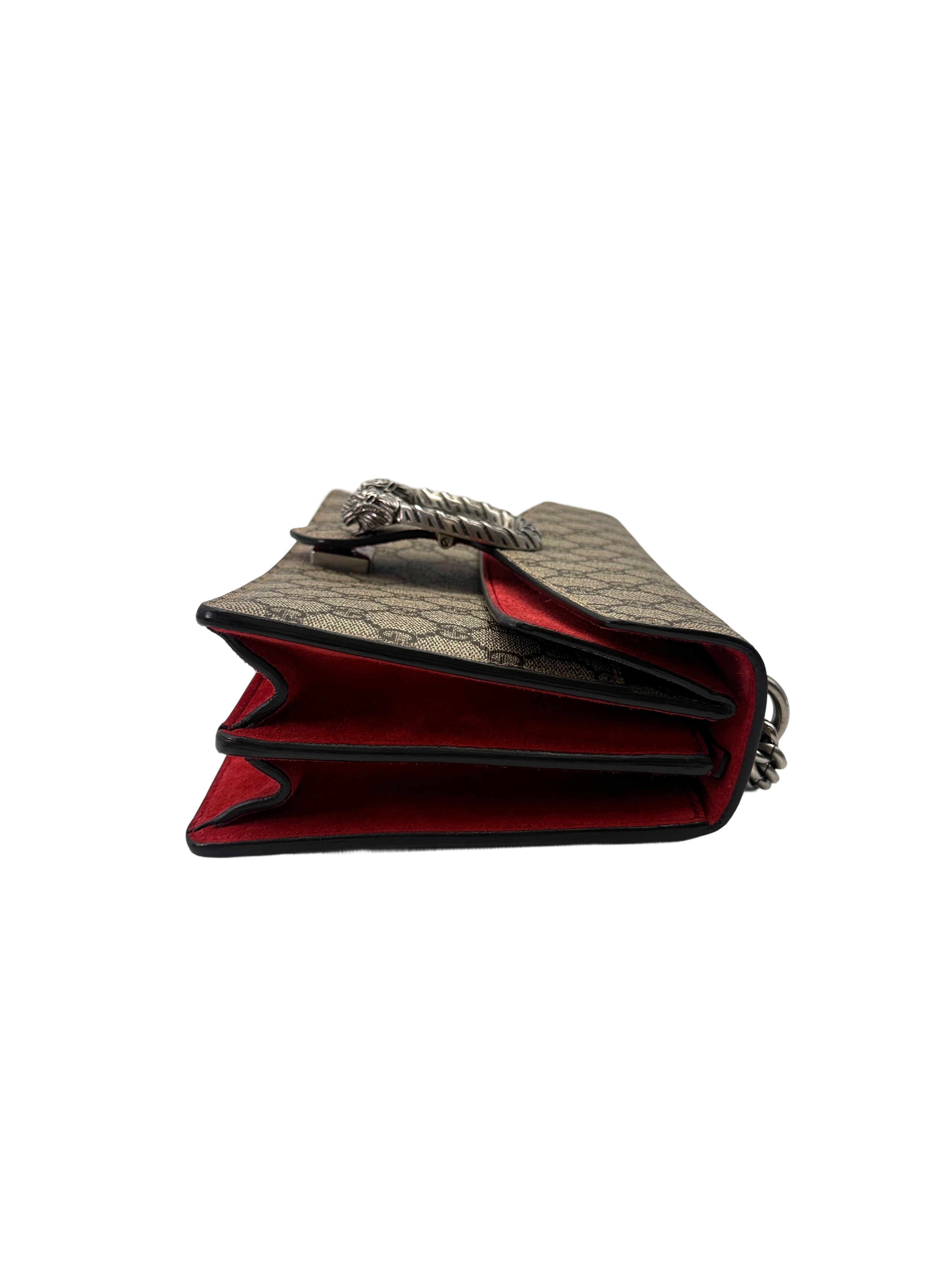 Gucci Dionysus GG Supreme Canvas Shoulder Bag With Red Tirm GG1051