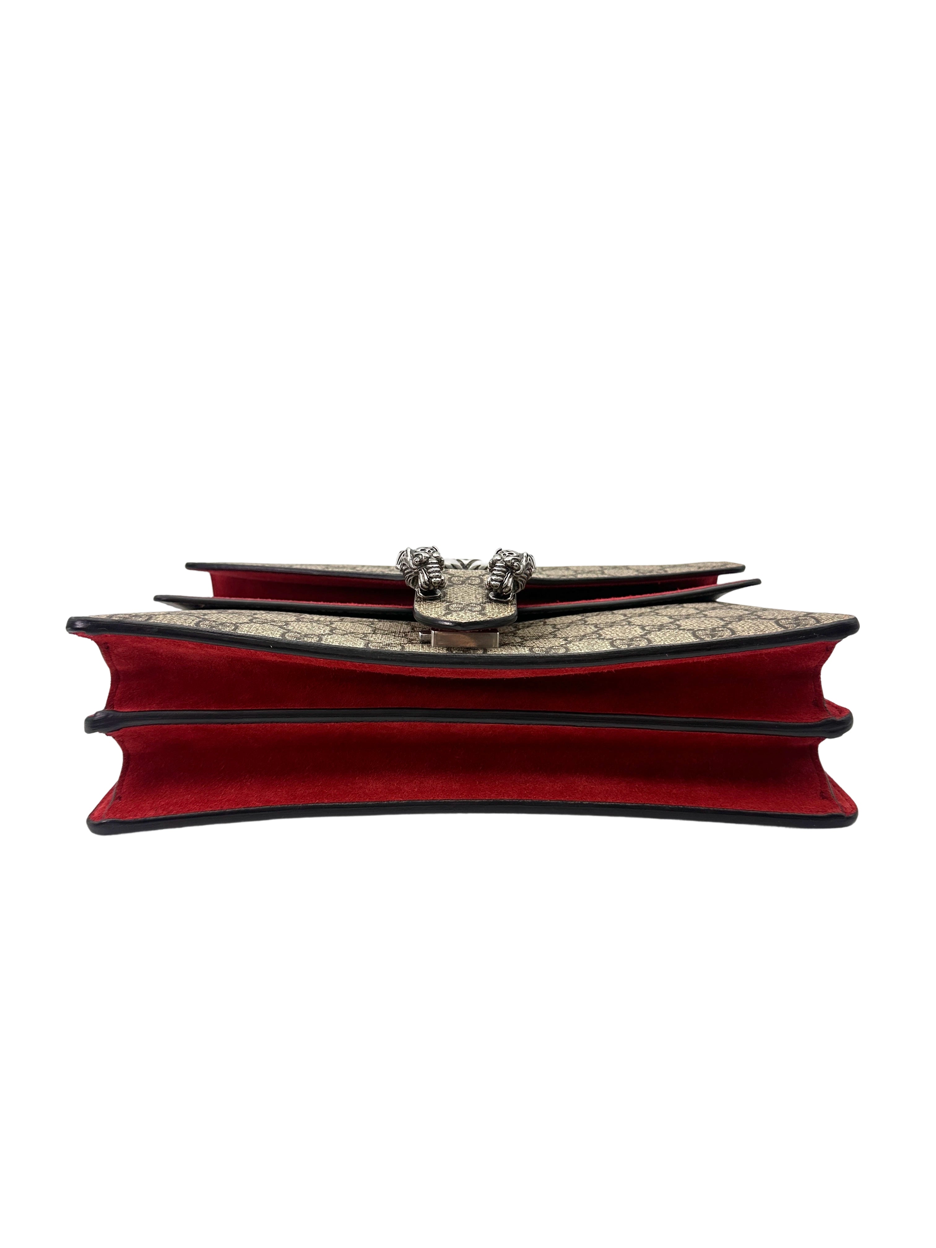 Gucci Dionysus GG Supreme Canvas Shoulder Bag With Red Tirm GG1051