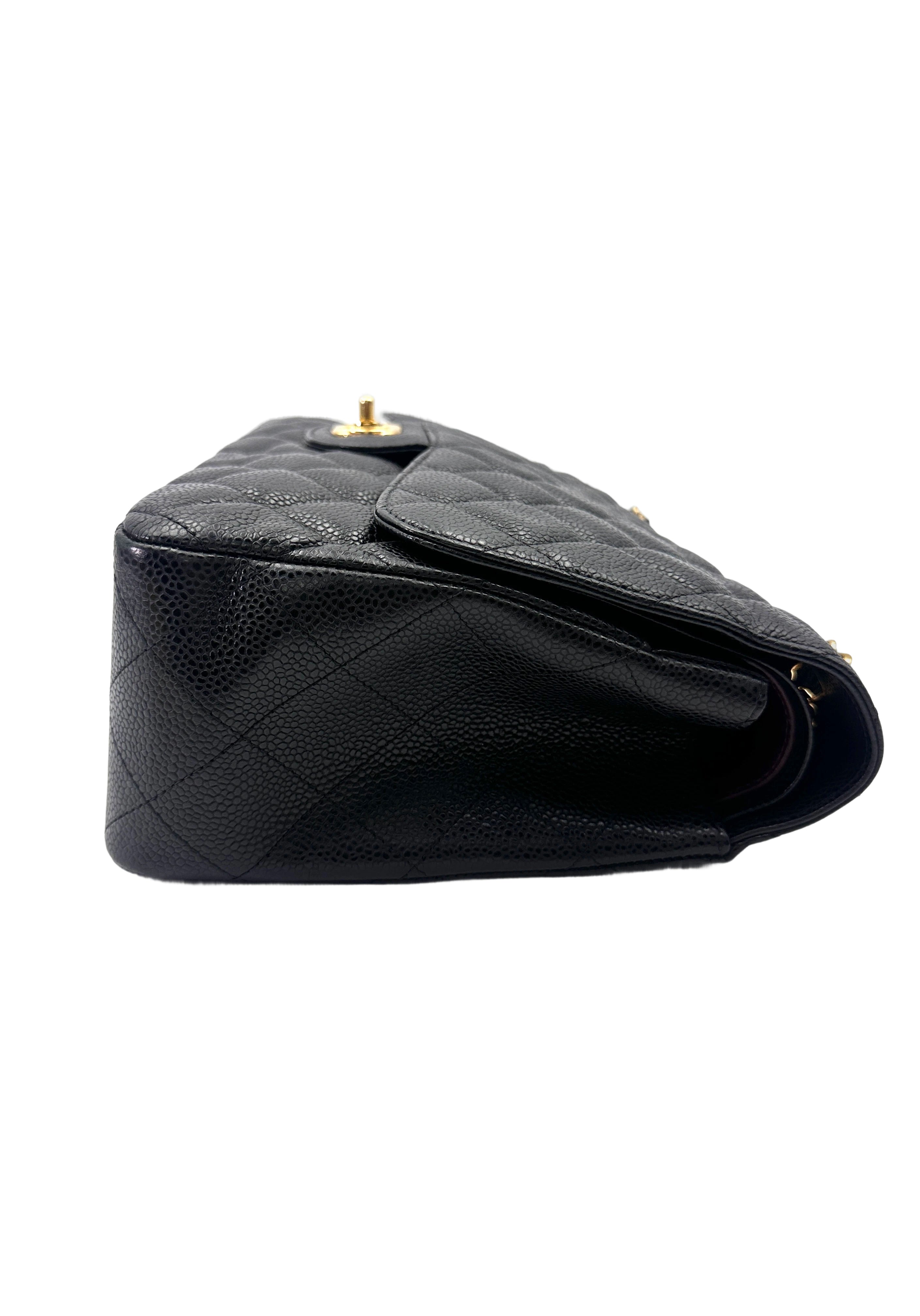 Chanel Classic Flap Black Quilted Leather Jumbo Shoulder Bag With Gold Buckle(15***91) CC1991