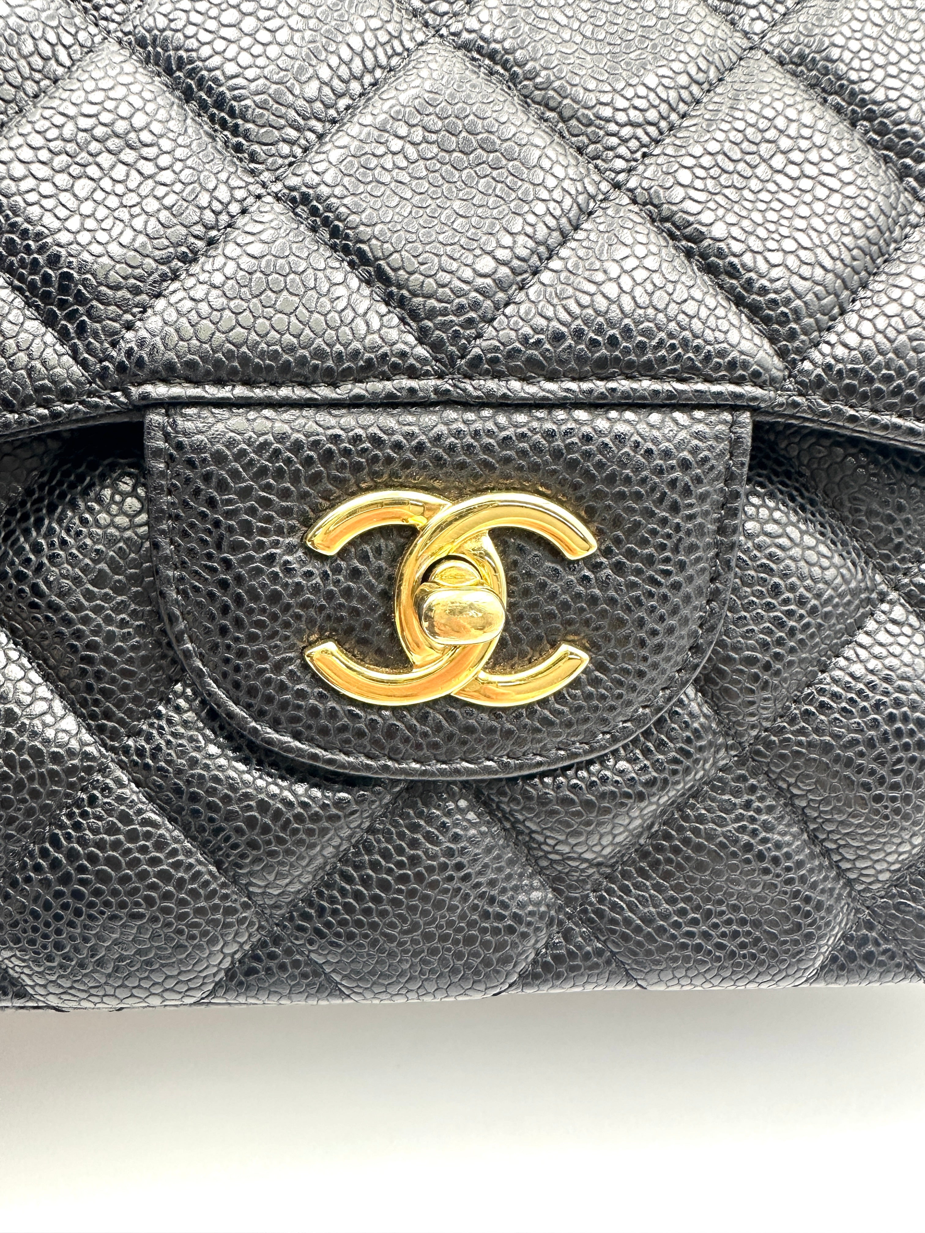 Chanel Classic Flap Black Quilted Leather Jumbo Shoulder Bag With Gold Buckle(15***91) CC1991