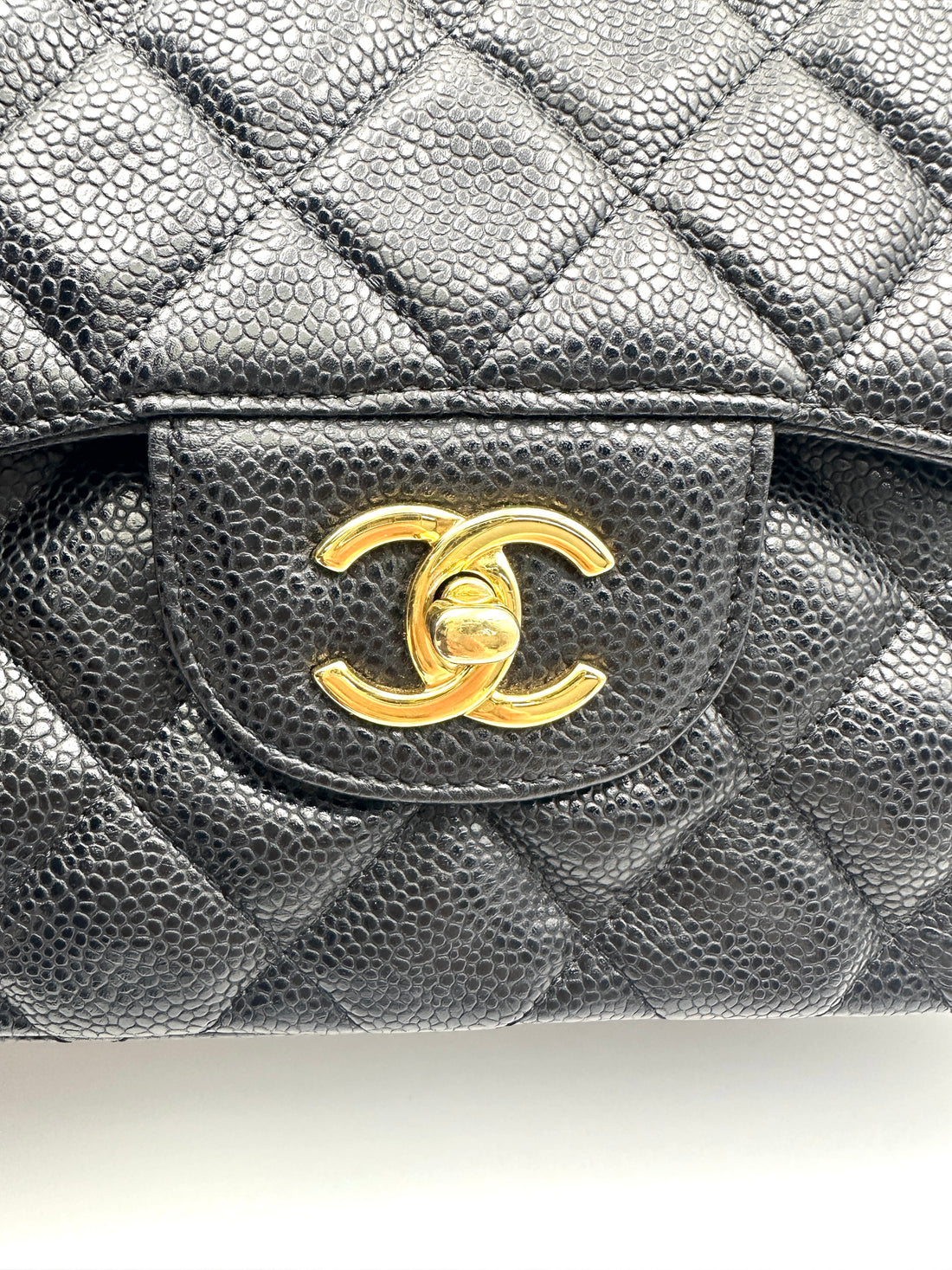 Chanel Classic Flap Black Quilted Leather Jumbo Shoulder Bag With Gold Buckle(15***91) CC1991