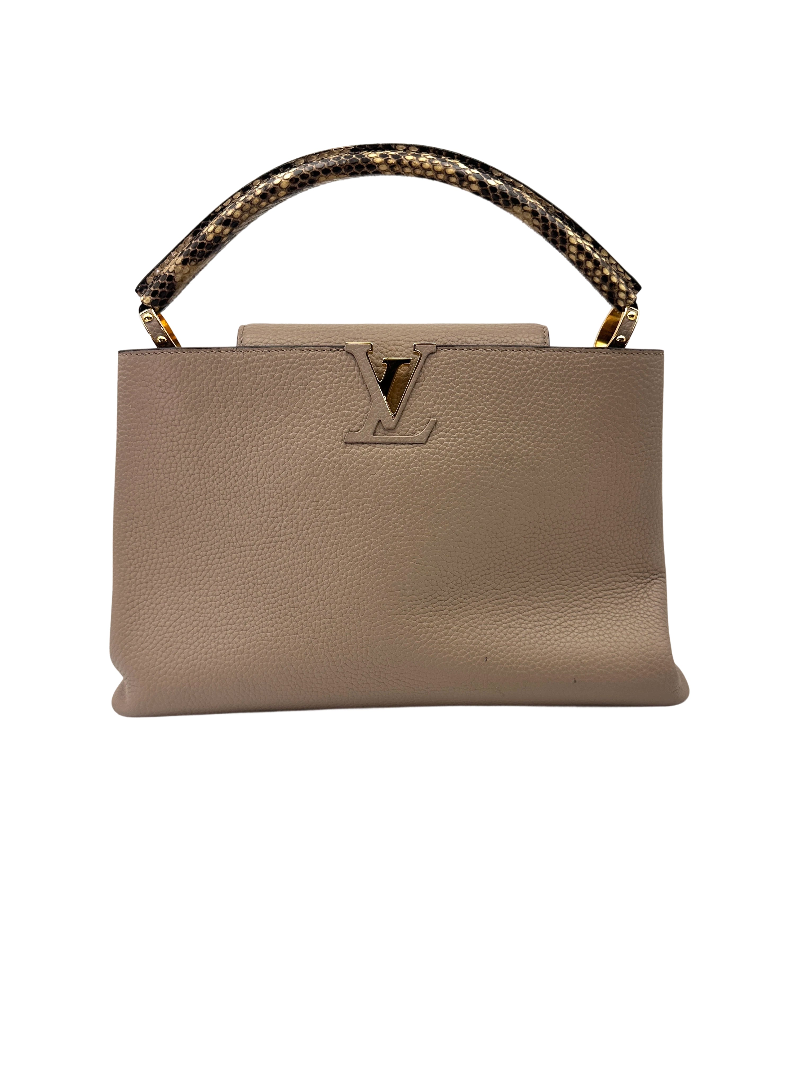 Louis Vuitton Capucines GM Grey Leather Python Handle Bag LV2808