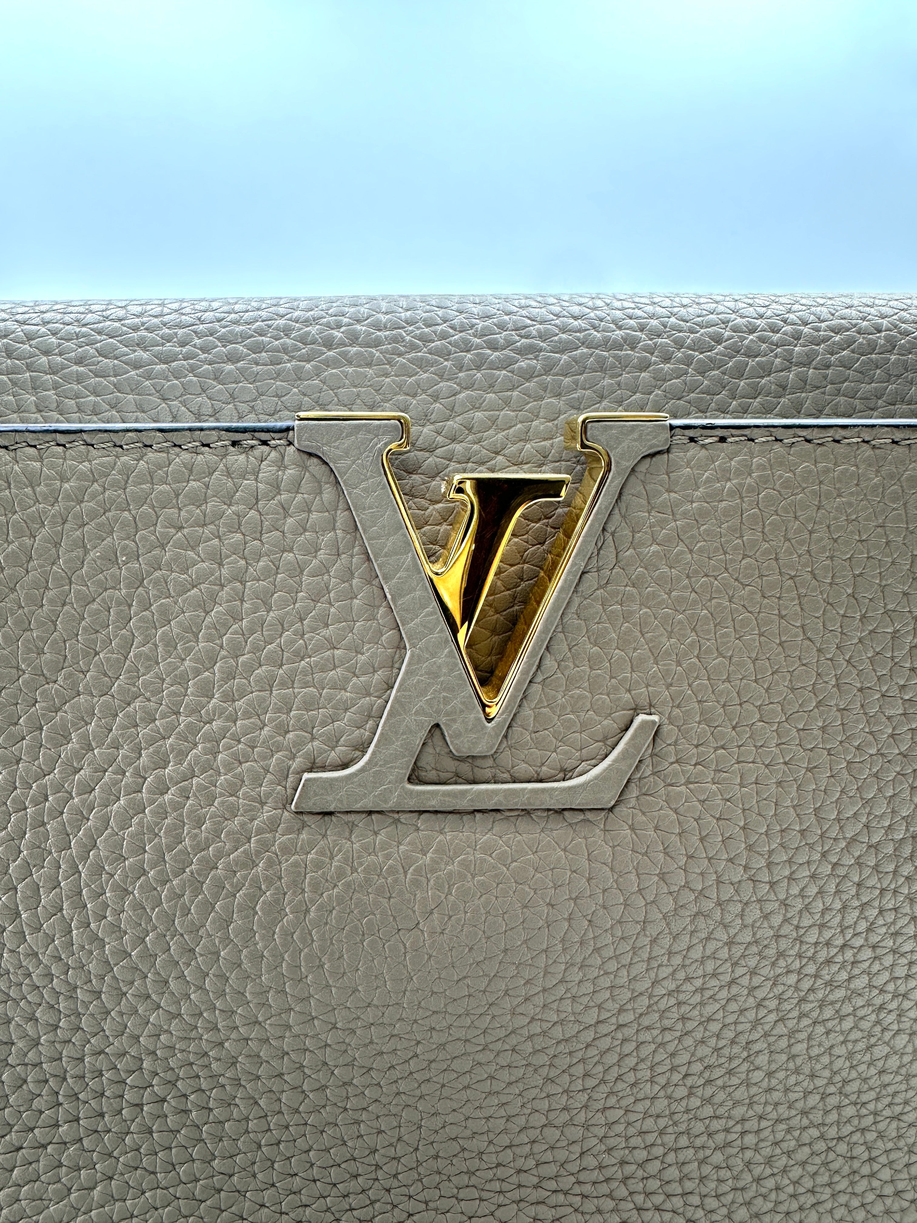 Louis Vuitton Capucines GM Grey Leather Python Handle Bag LV2808