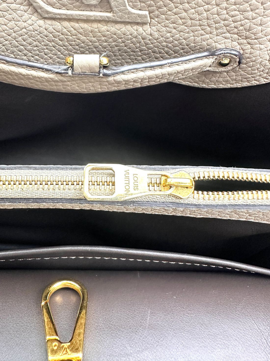 Louis Vuitton Capucines GM Grey Leather Python Handle Bag LV2808
