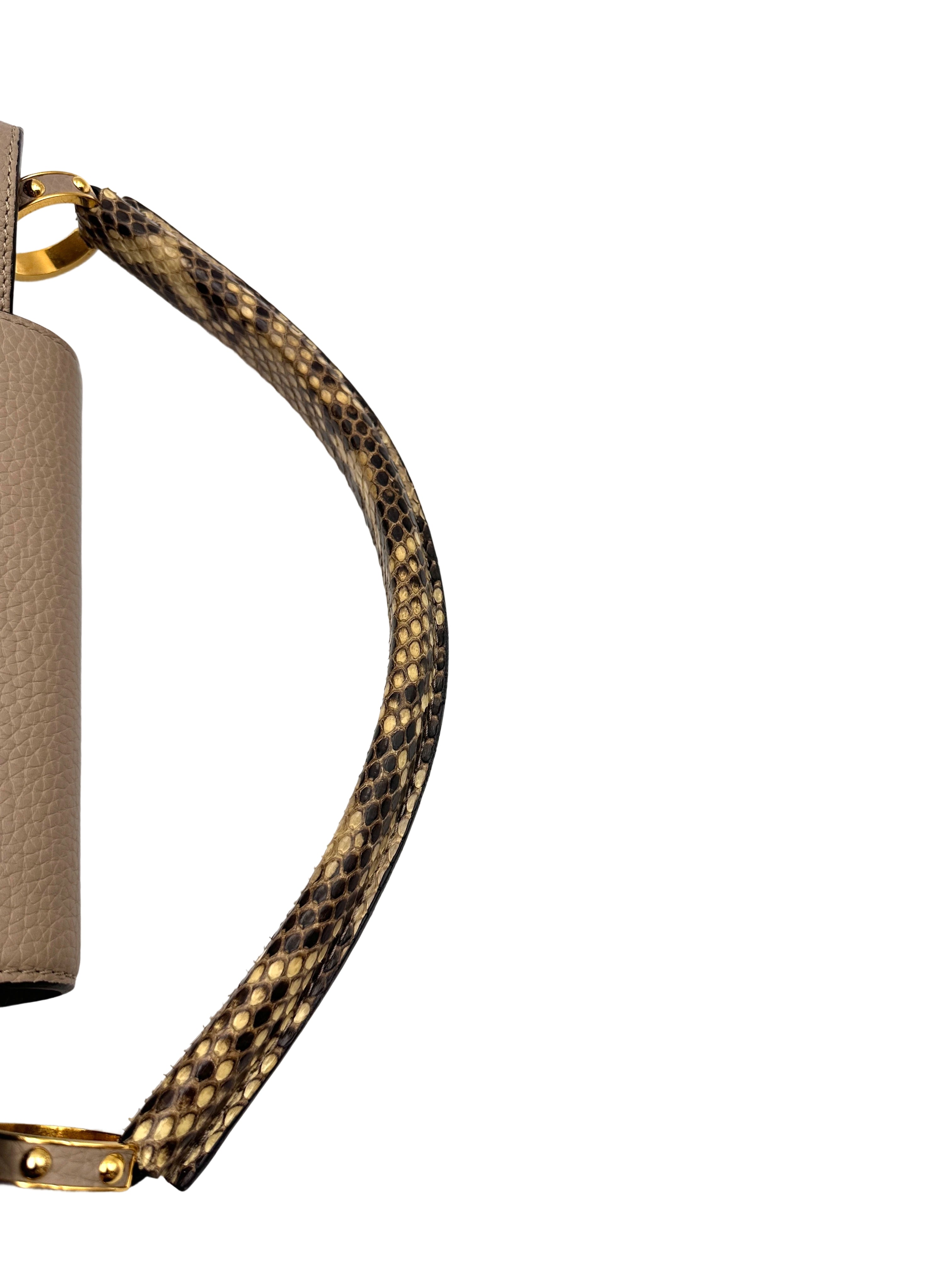Louis Vuitton Capucines GM Grey Leather Python Handle Bag LV2808