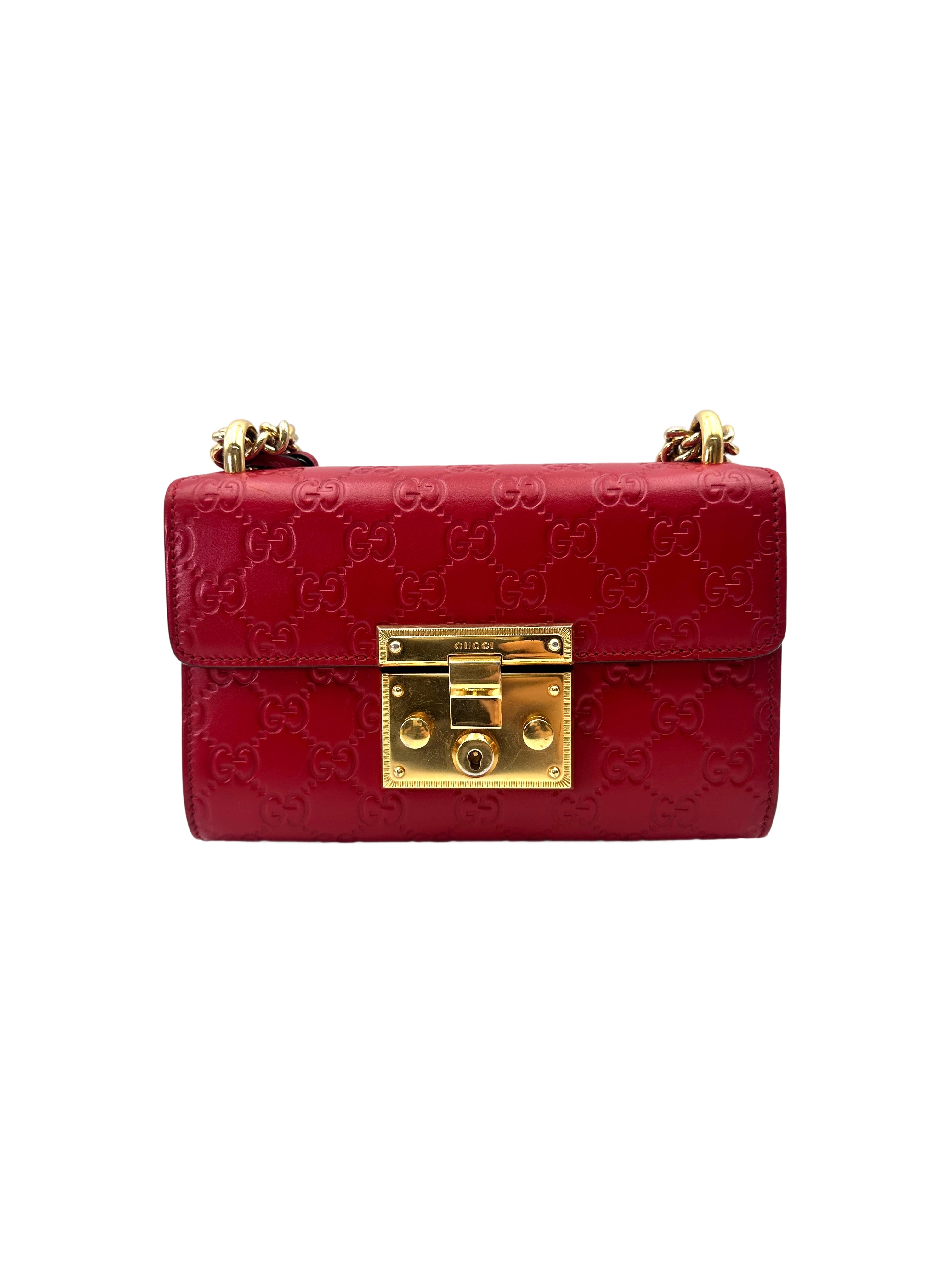 Gucci Padlock Red Guccissima Leather Shoulder Bag GG1057