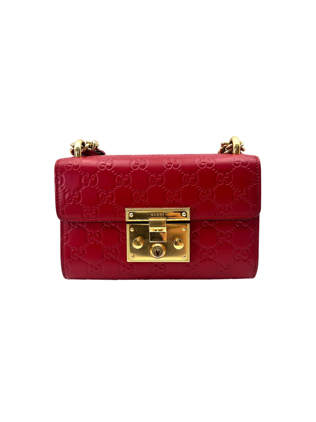 Gucci Padlock Red Guccissima Leather Shoulder Bag GG1057