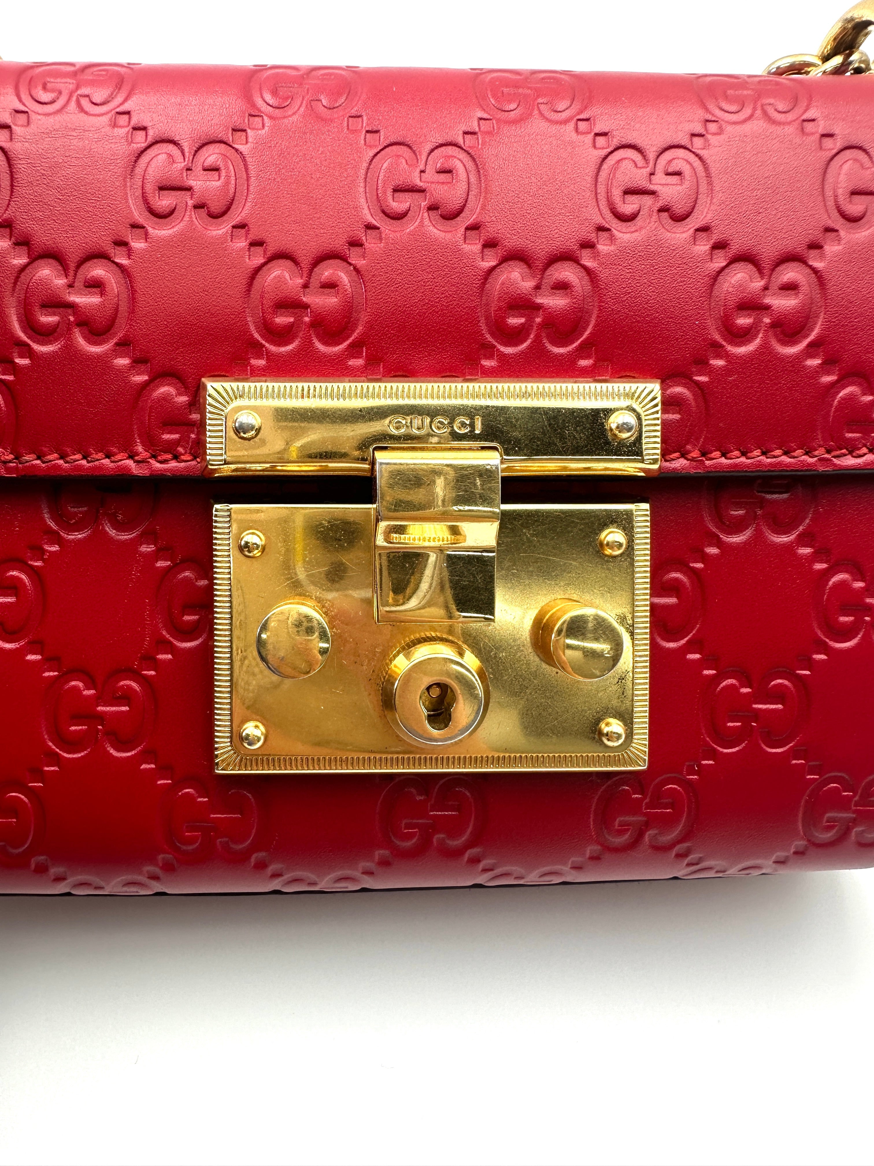 Gucci Padlock Red Guccissima Leather Shoulder Bag GG1057