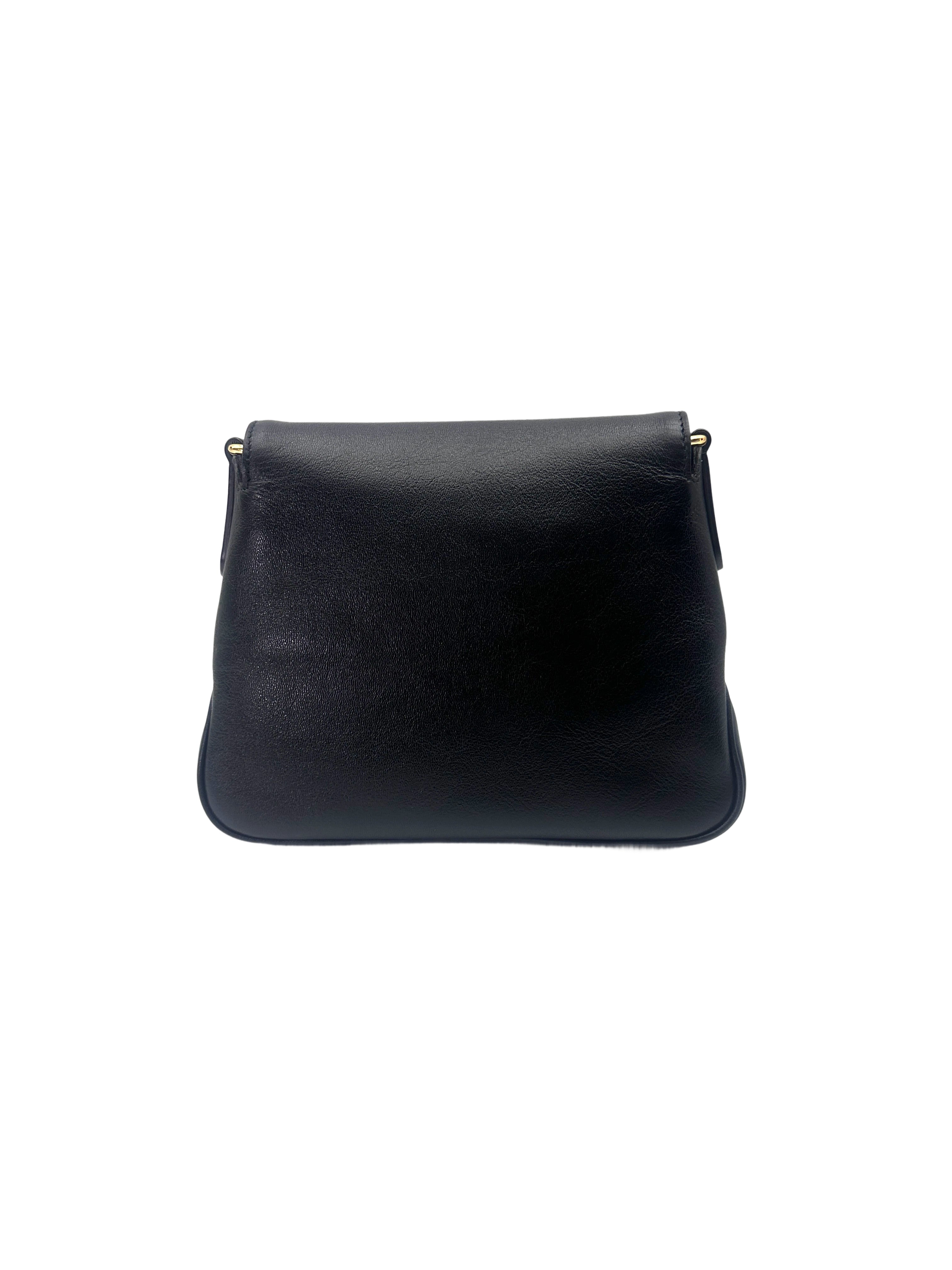 Gucci Dahlia Black Leather Shoulder Bag GG1056