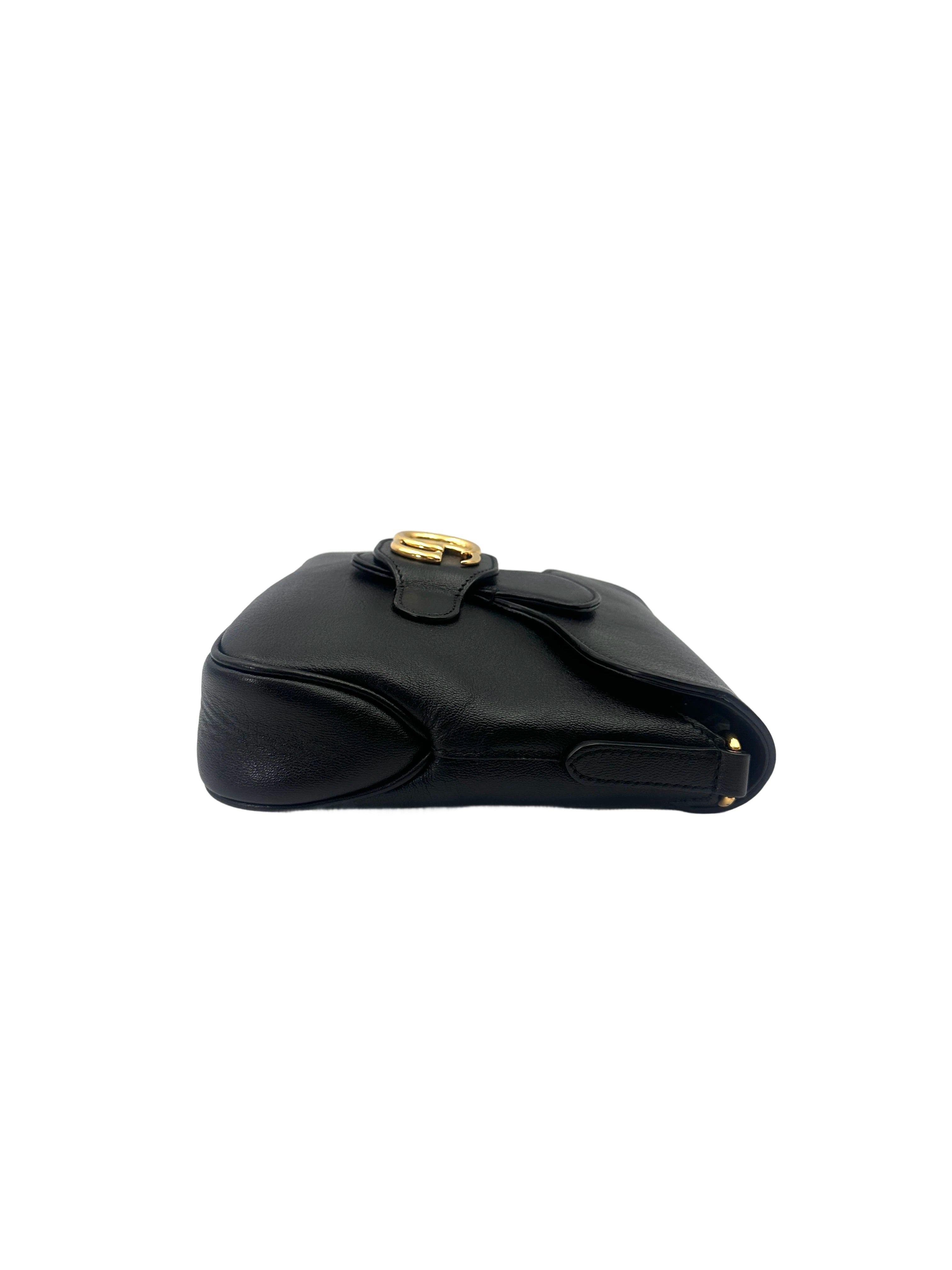 Gucci Dahlia Black Leather Shoulder Bag GG1056