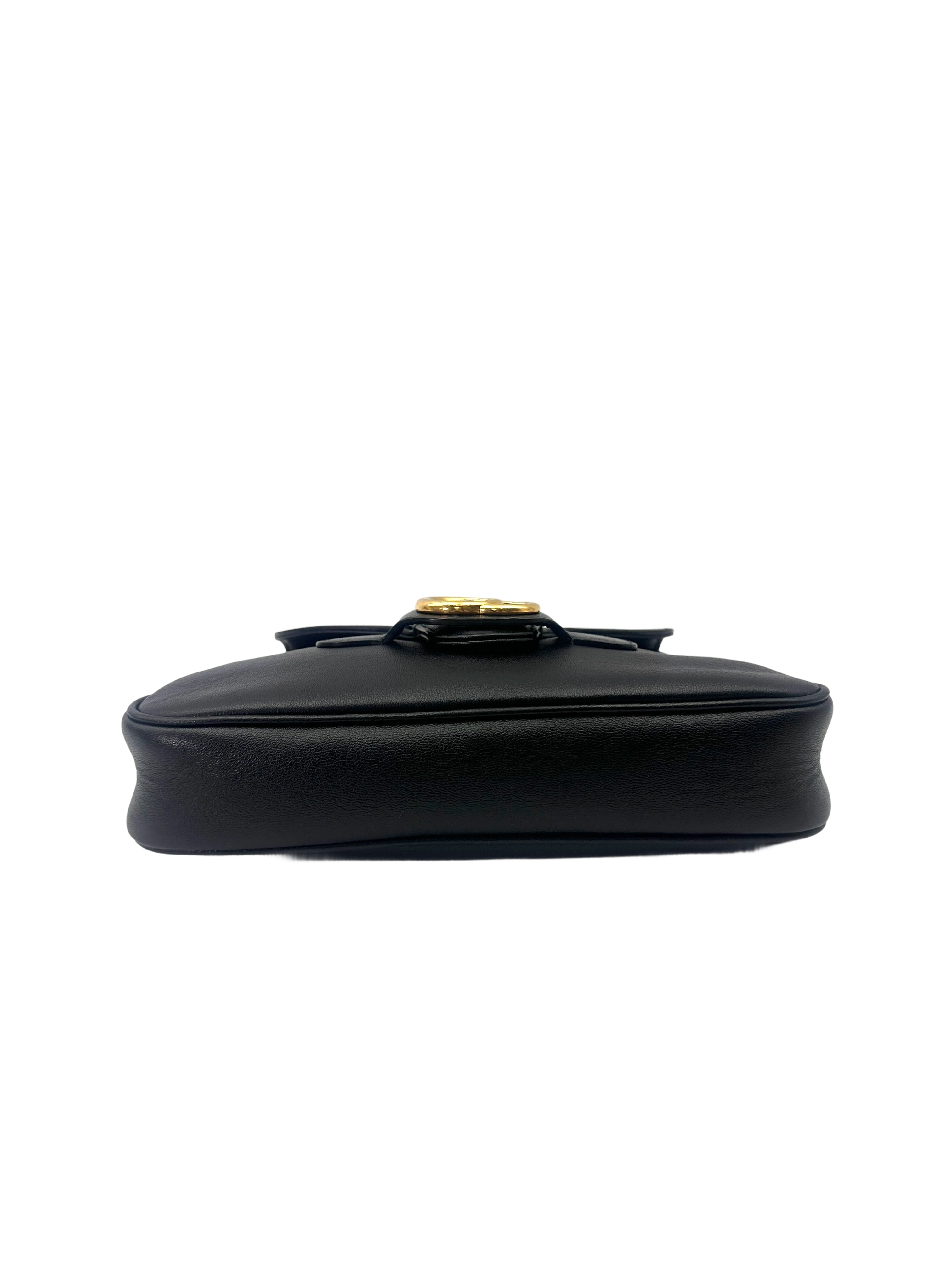 Gucci Dahlia Black Leather Shoulder Bag GG1056