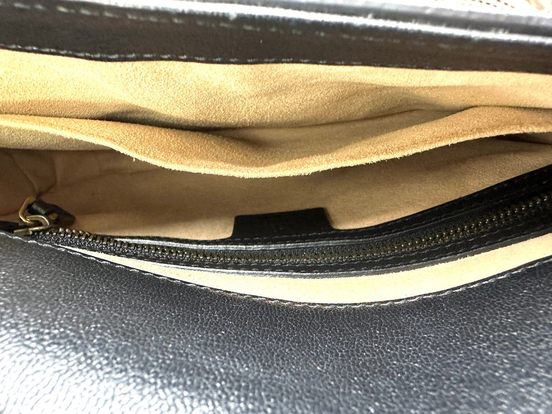 Gucci Dahlia Black Leather Shoulder Bag GG1056