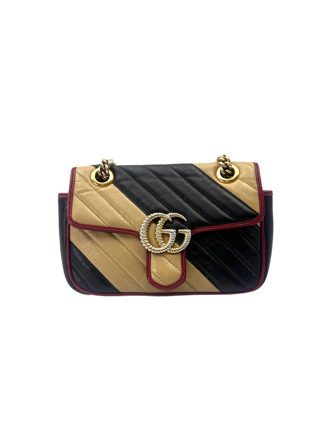 Gucci GG Marmont Beige/Black Leather Shoulder Bag GG1053