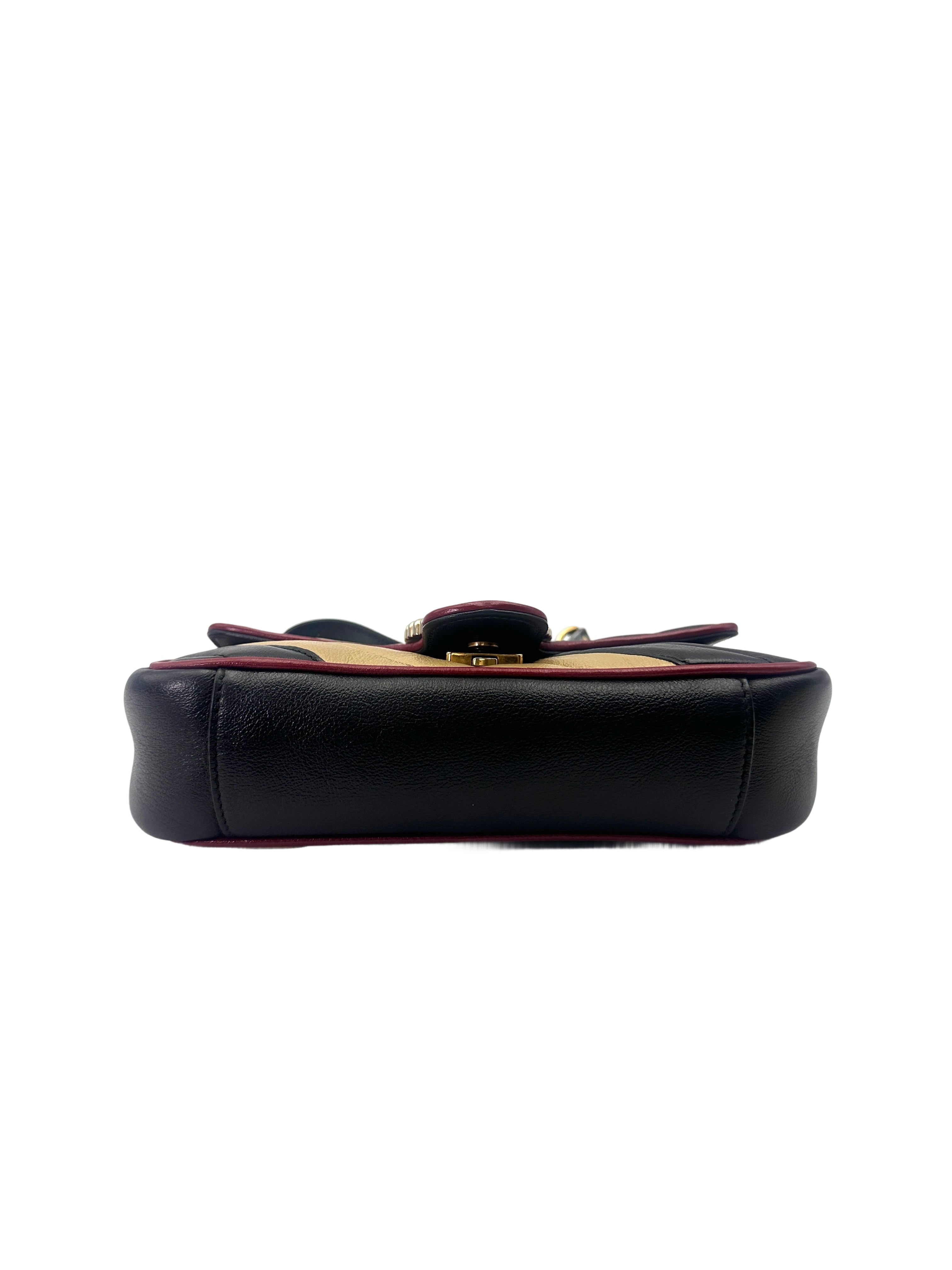Gucci GG Marmont Beige/Black Leather Shoulder Bag GG1053