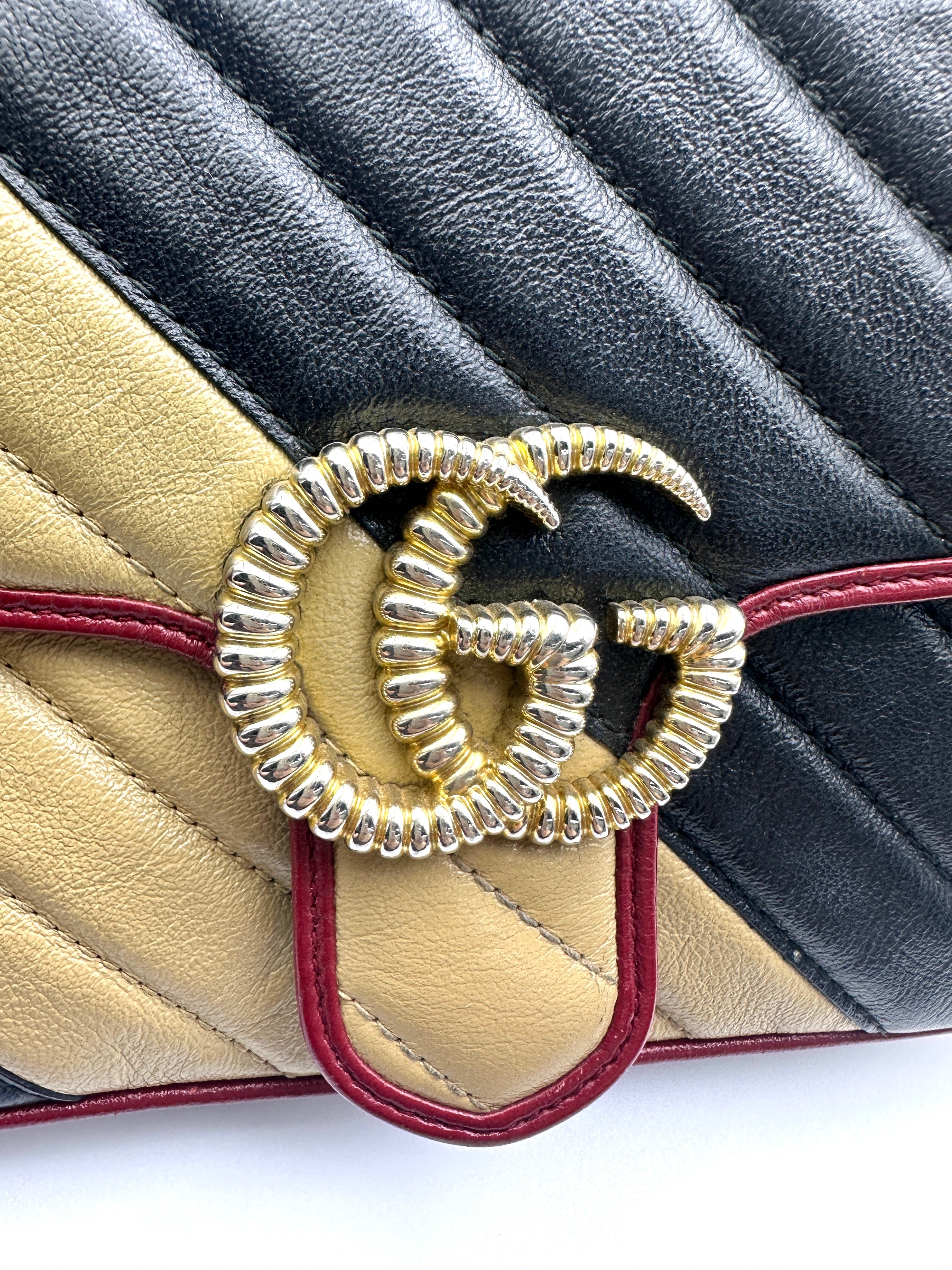Gucci GG Marmont Beige/Black Leather Shoulder Bag GG1053
