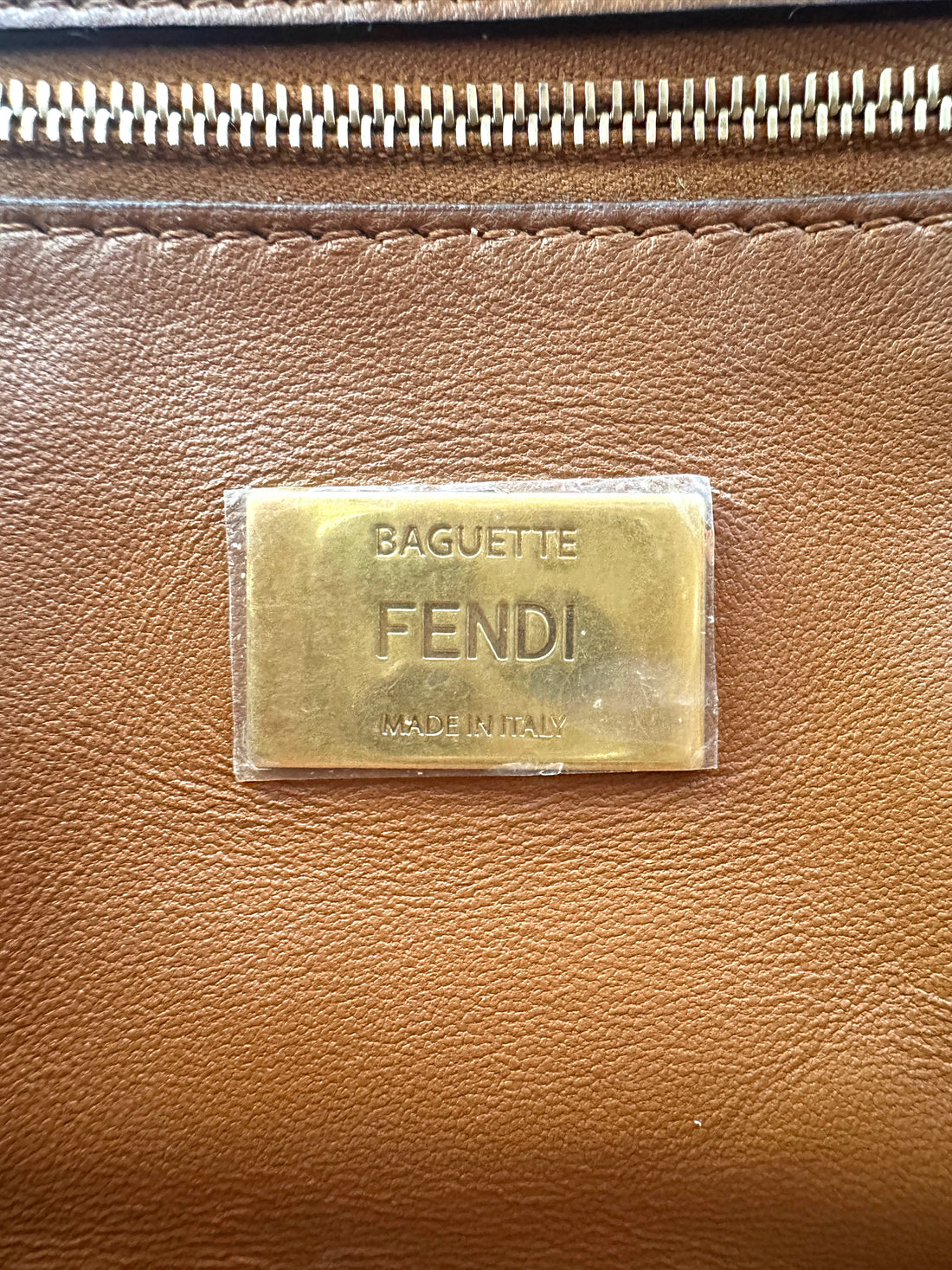 Fendi Baguette Brown 3D Embossed FF Motif Leather Shoulder Bag FF105