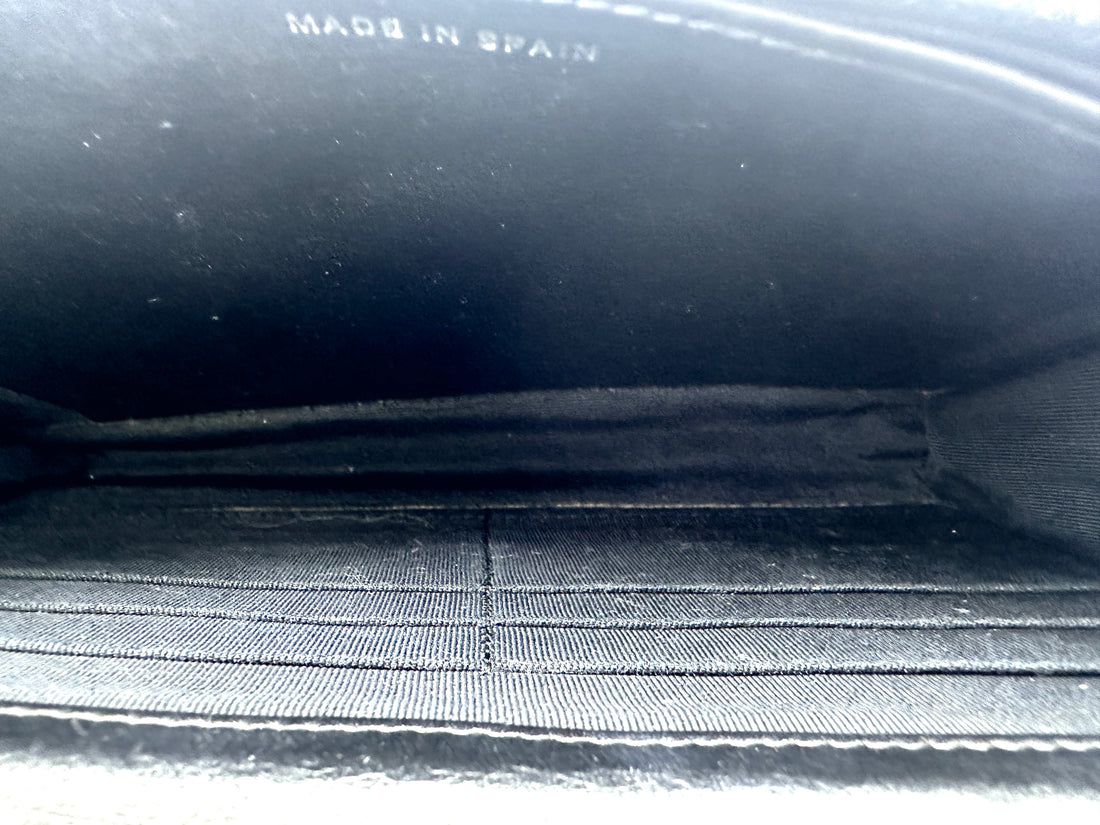 Chanel Black Quilted Patent Leather Wallet On Chain(18***66) CC1995