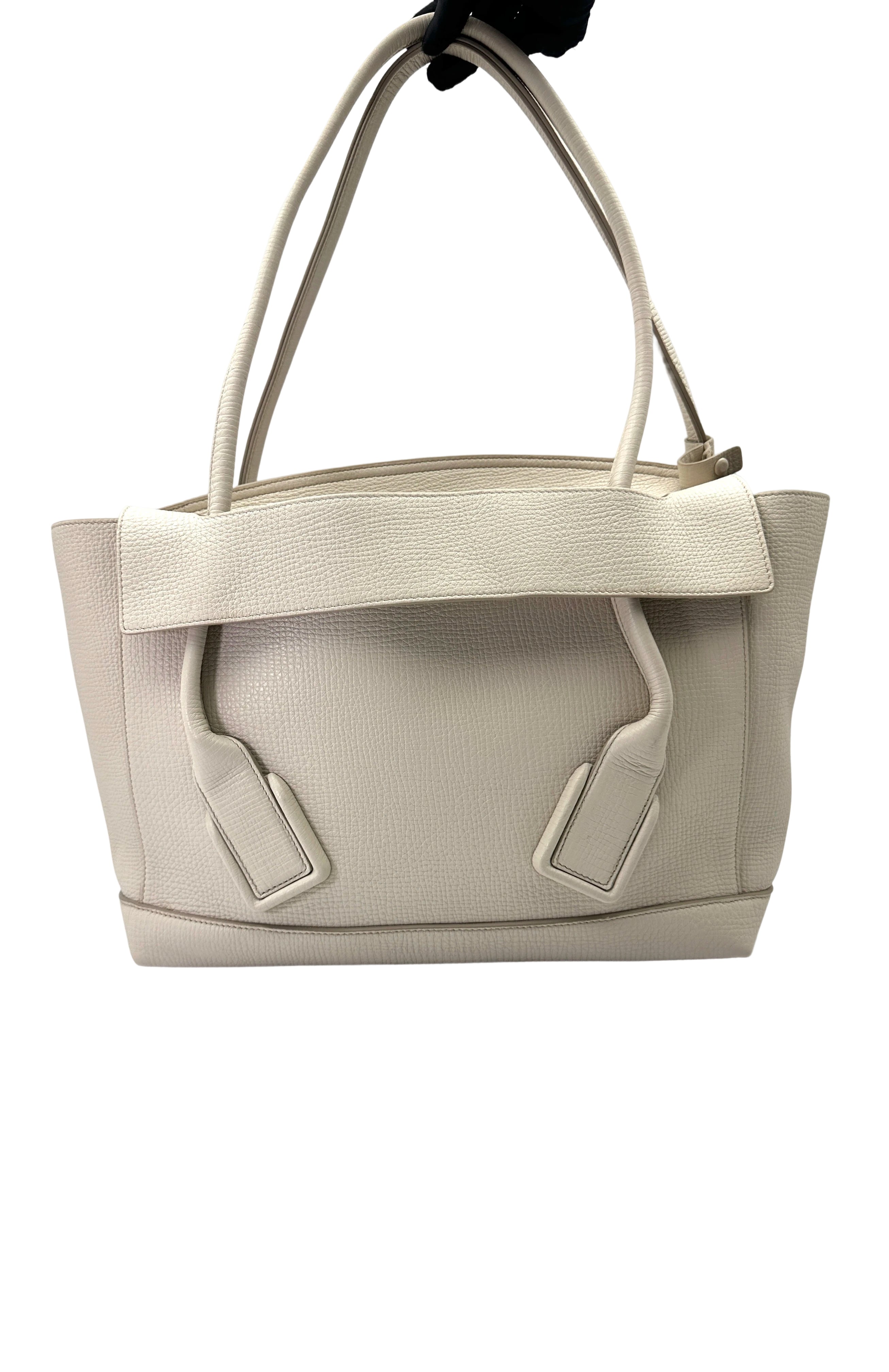 Bottega Veneta Arco White Leather Tote Handle Bag BV130