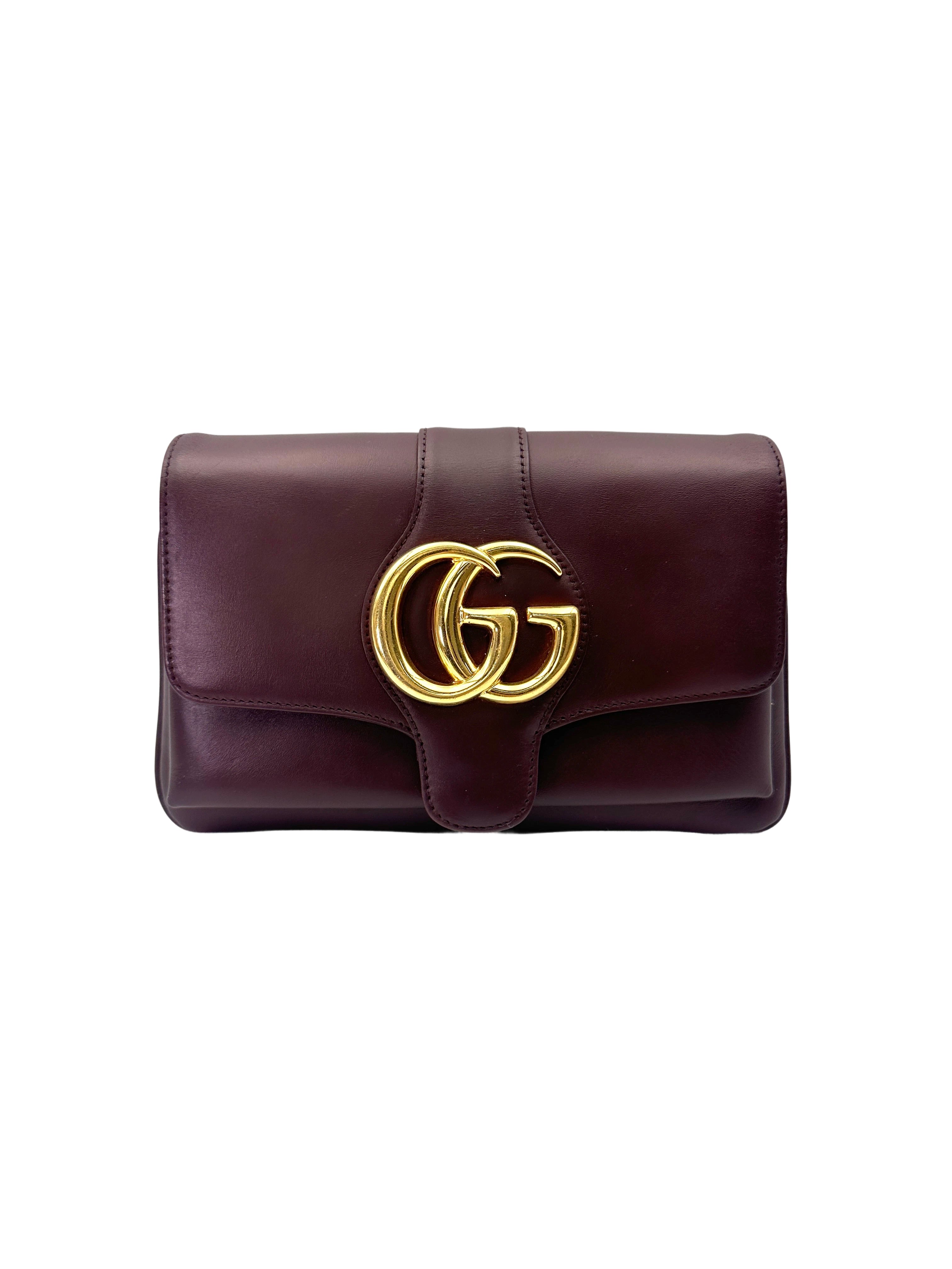 Gucci Arli Burgundy Leather Shoulder Bag GG1055