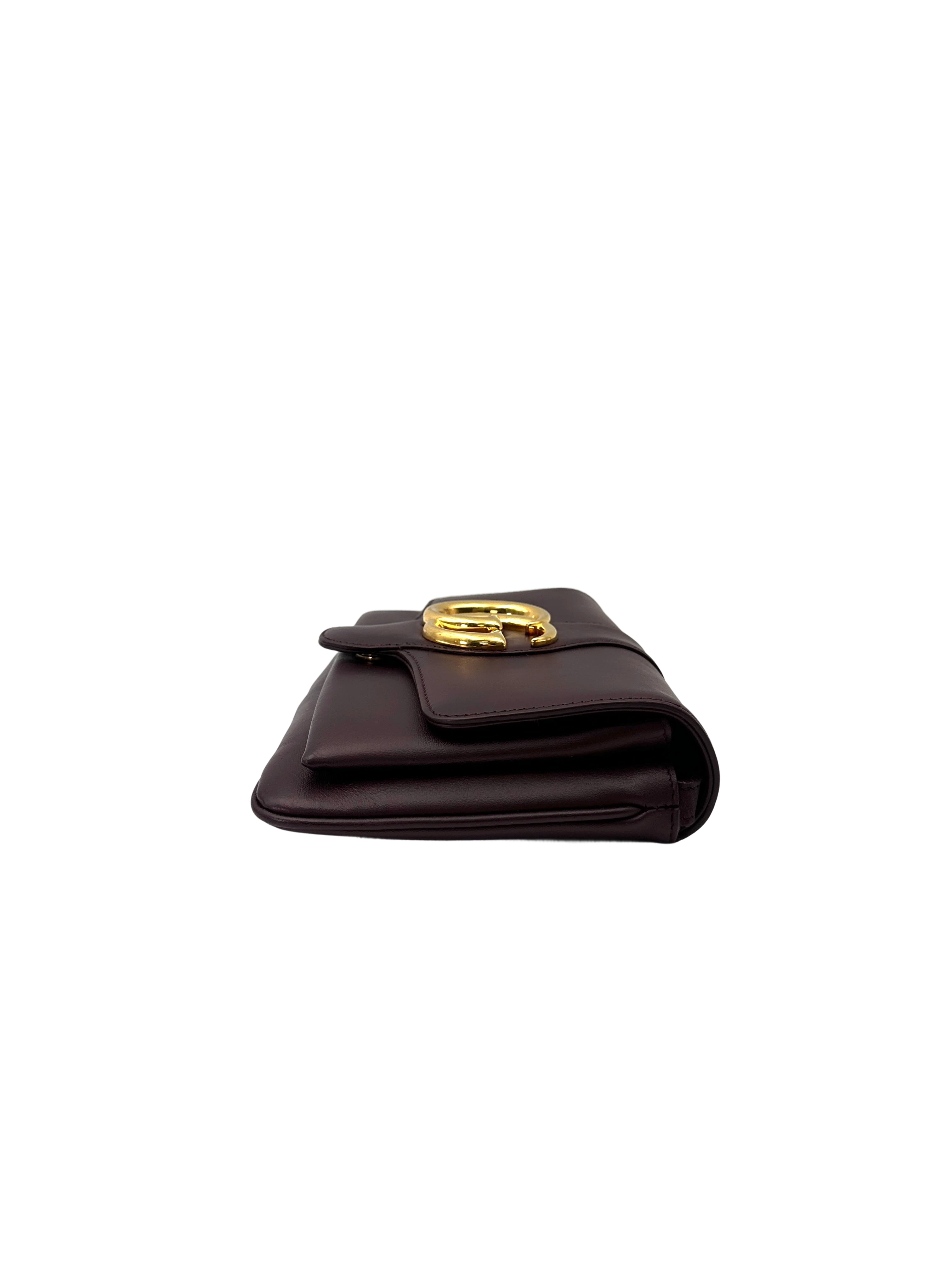 Gucci Arli Burgundy Leather Shoulder Bag GG1055