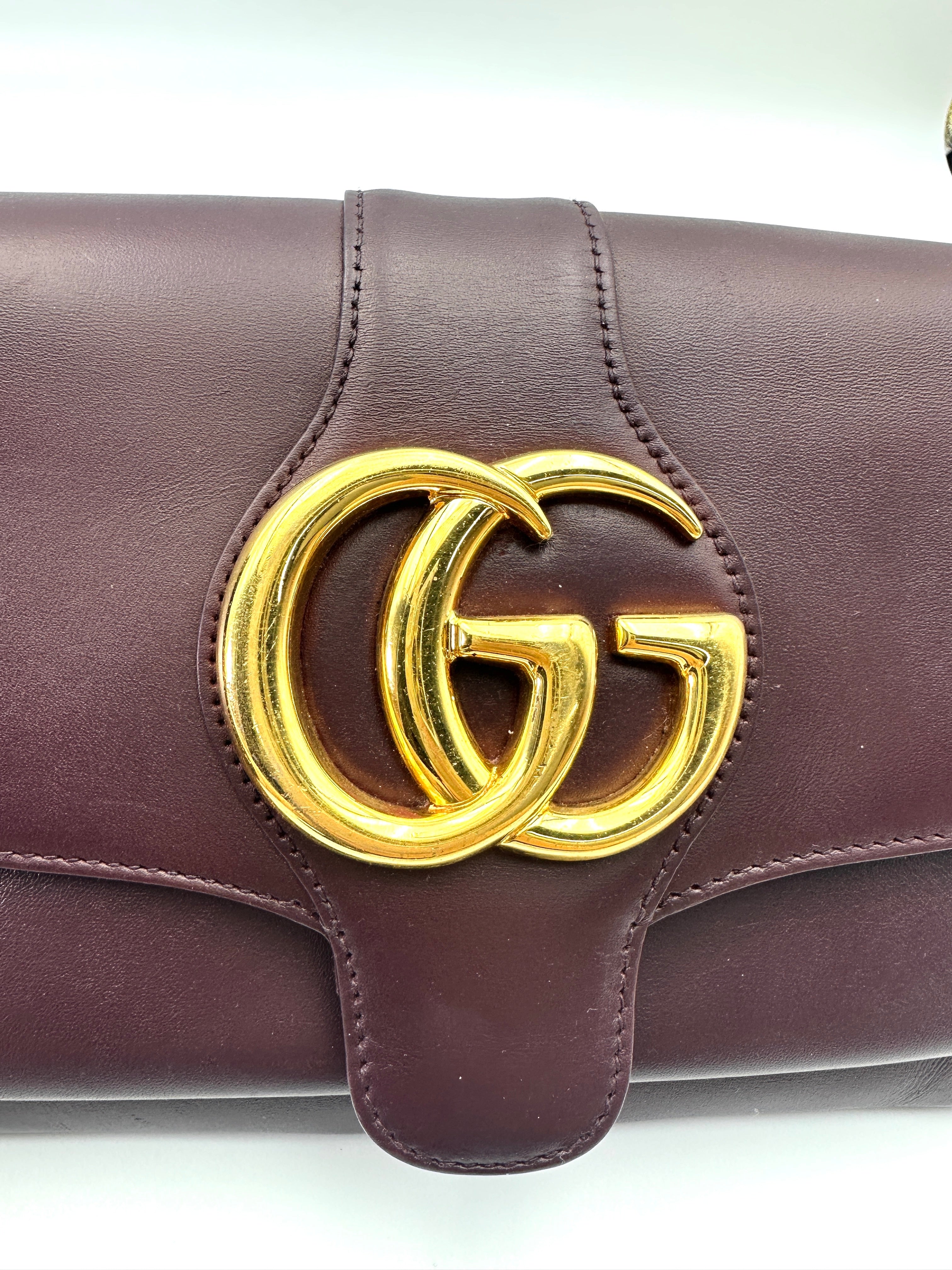 Gucci Arli Burgundy Leather Shoulder Bag GG1055