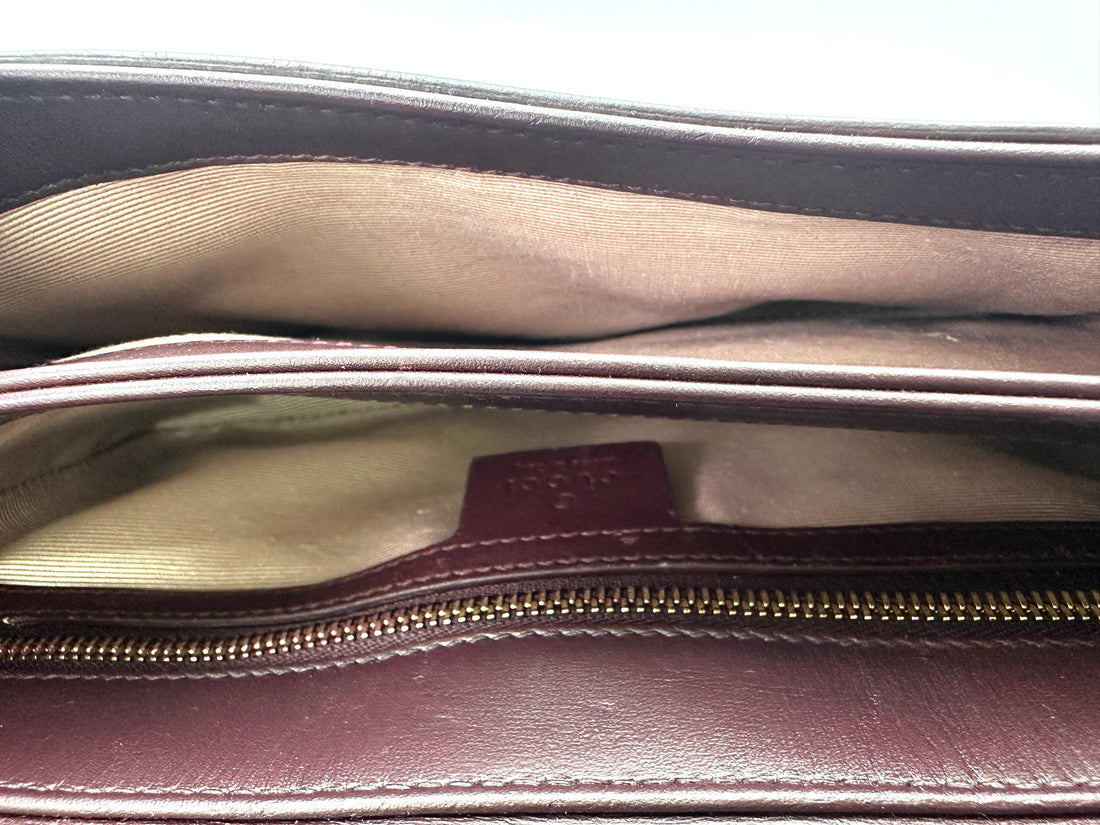 Gucci Arli Burgundy Leather Shoulder Bag GG1055
