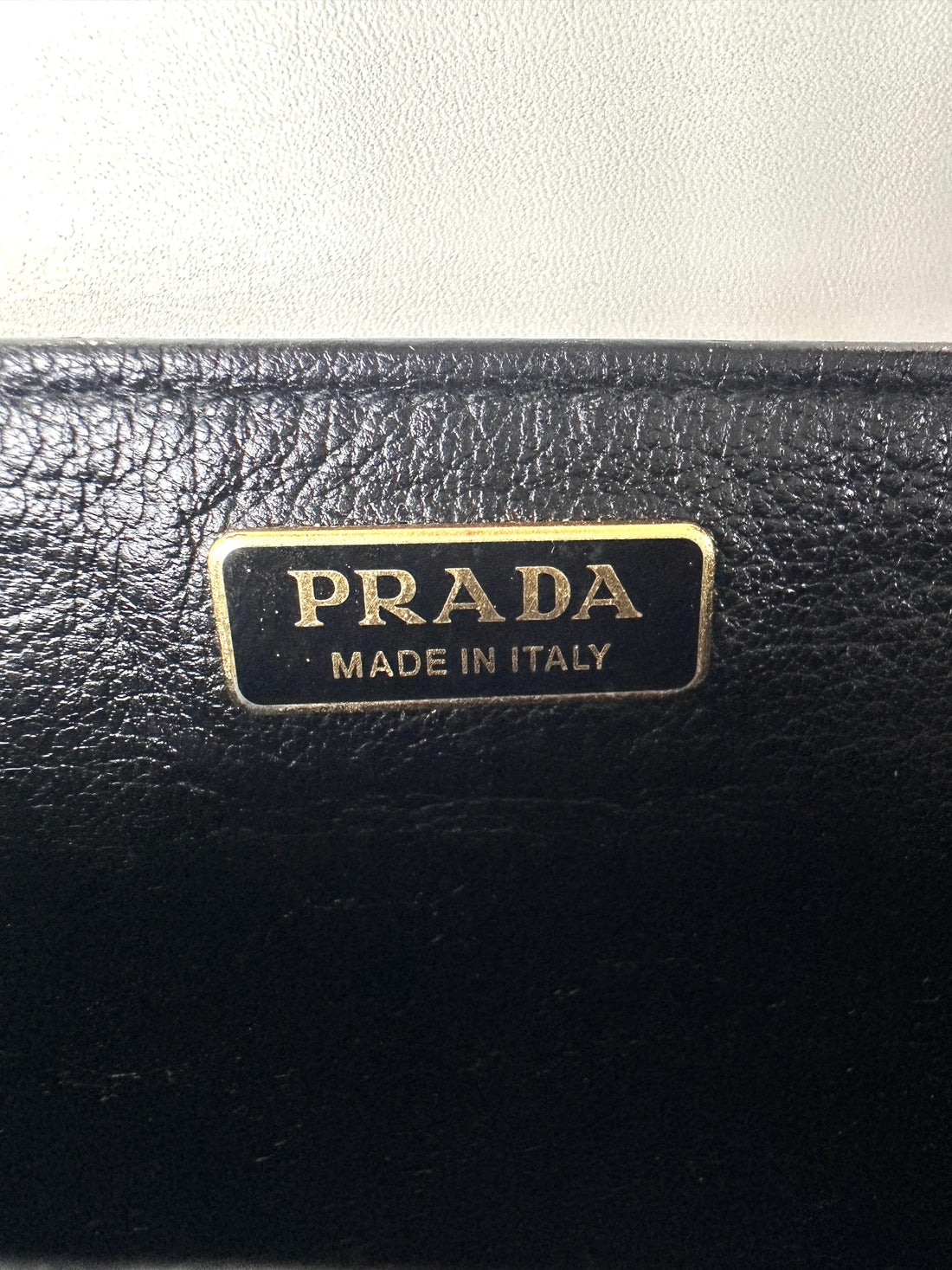 Prada Cahier Black/White Saffiano Leather Shoulder Bag With Gold Hardware PR358