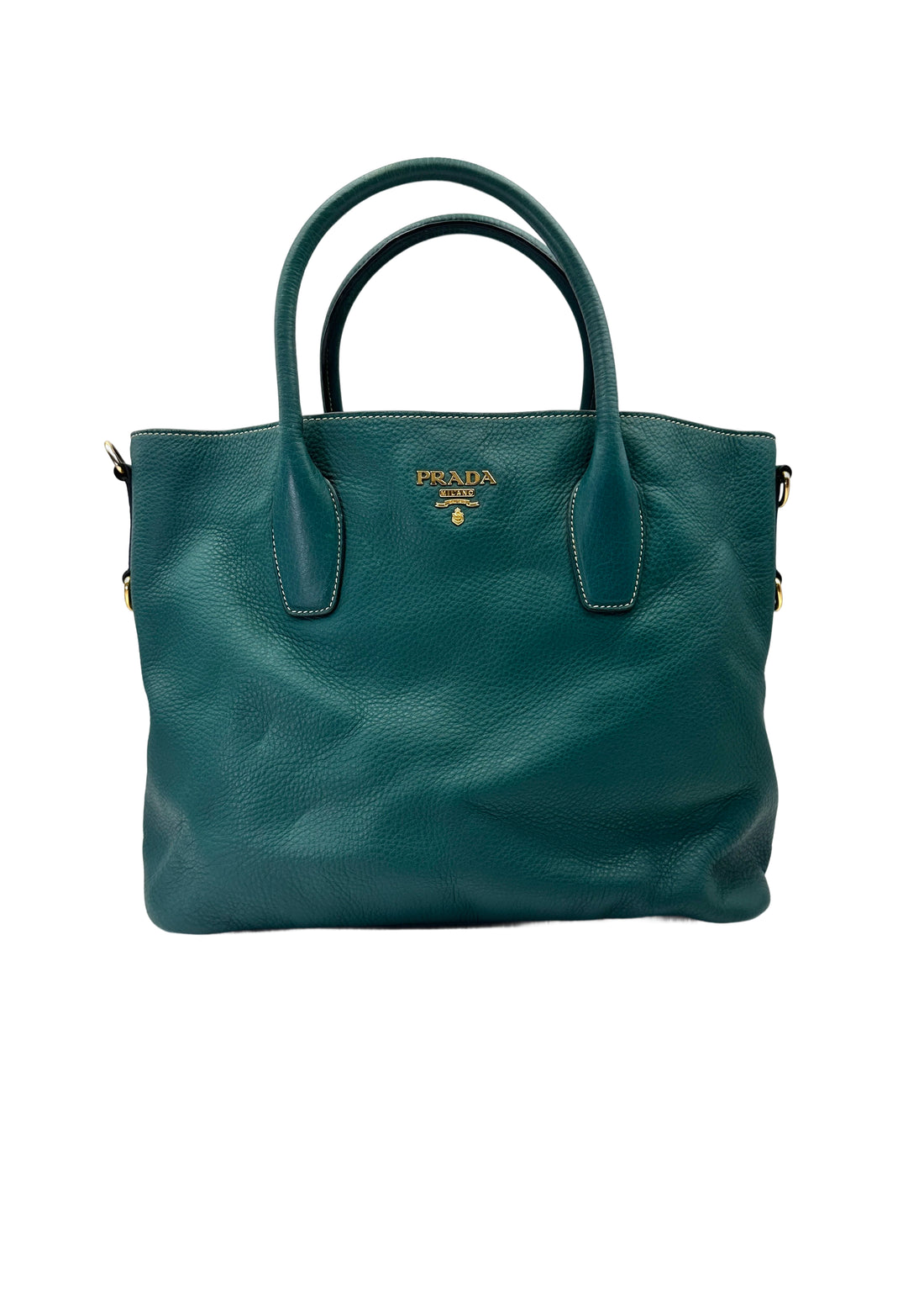 Prada Vitello Daino Green Leather Handle Bag PR359