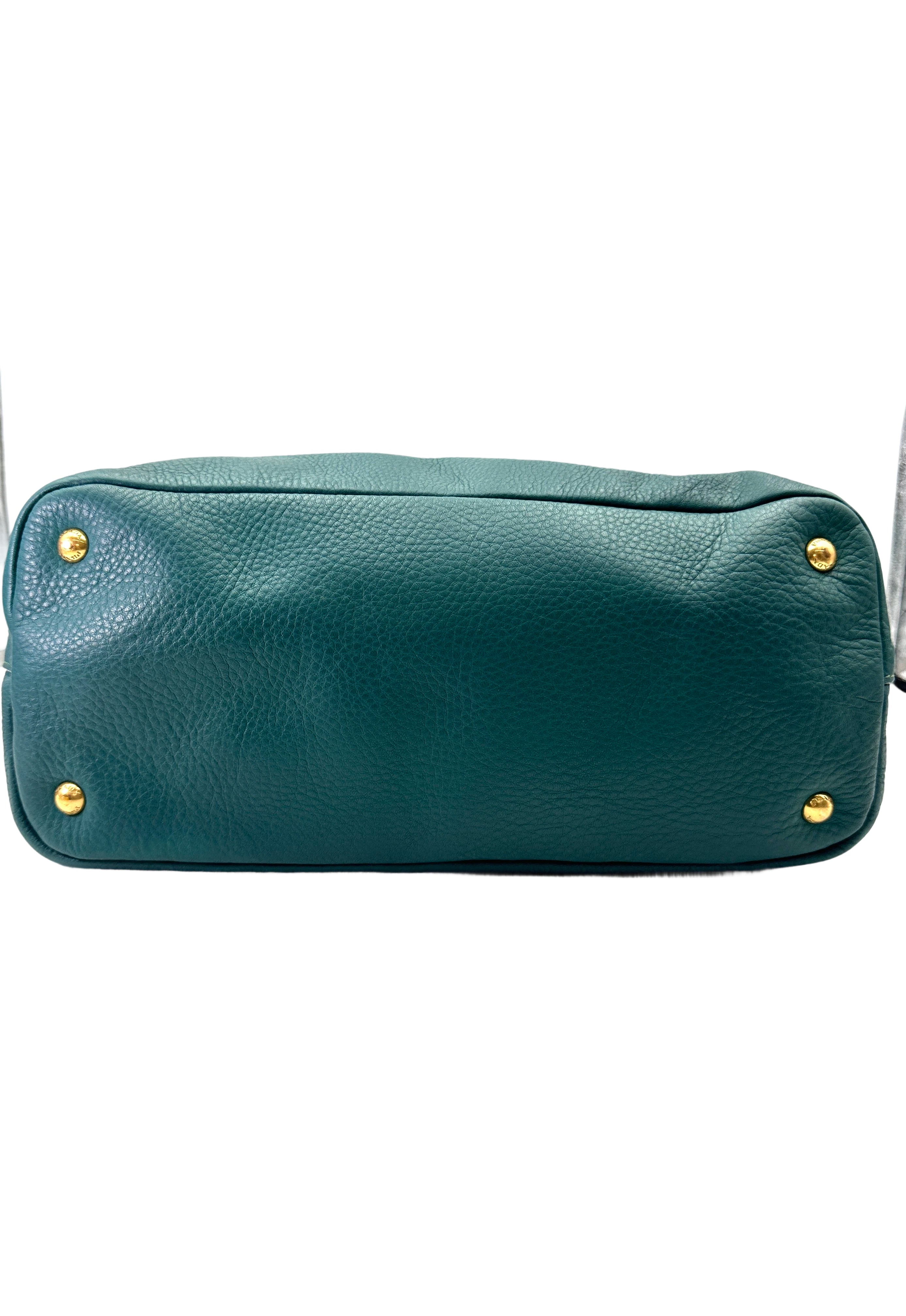 Prada Vitello Daino Green Leather Handle Bag PR359