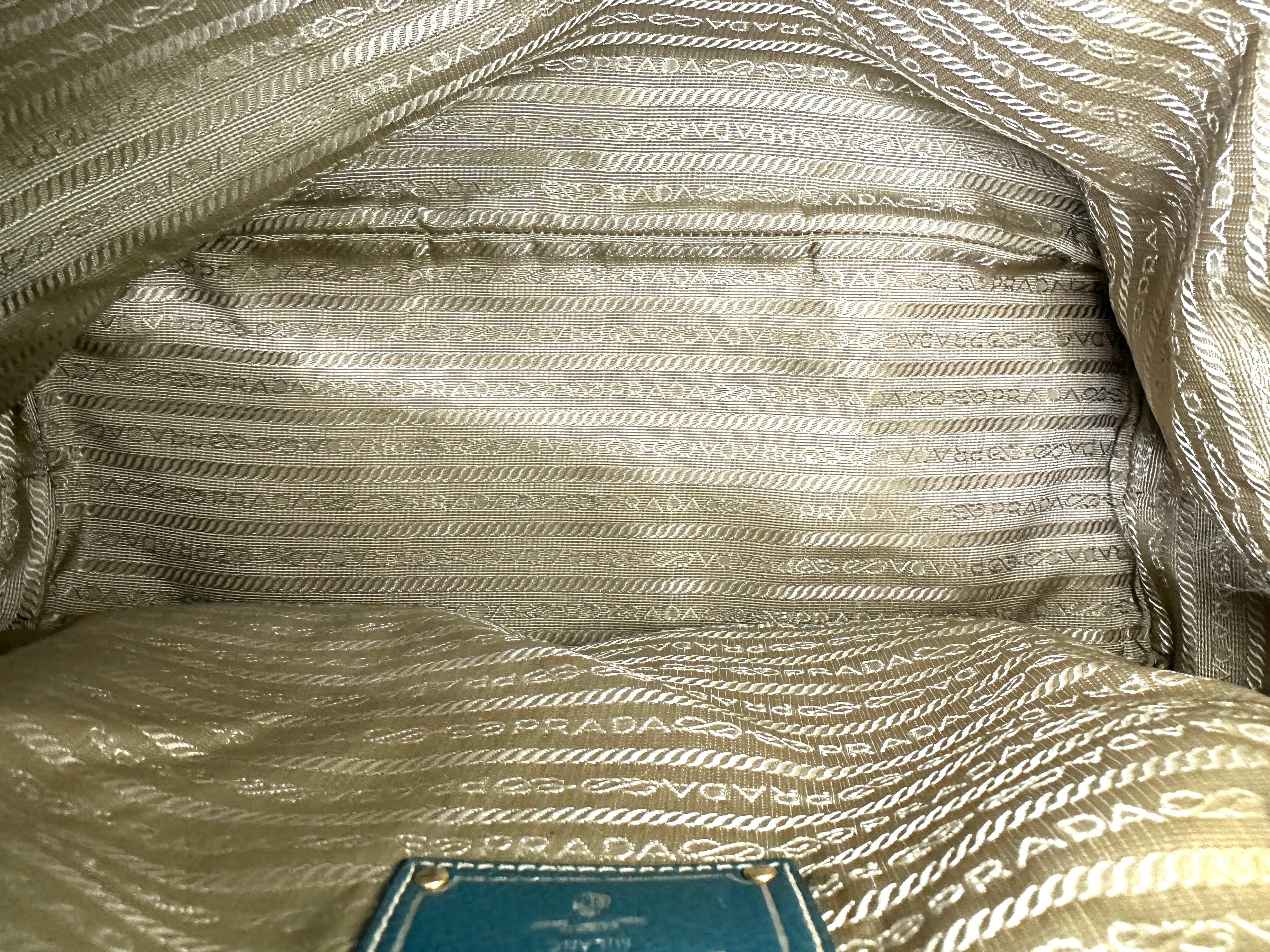 Prada Vitello Daino Green Leather Handle Bag PR359