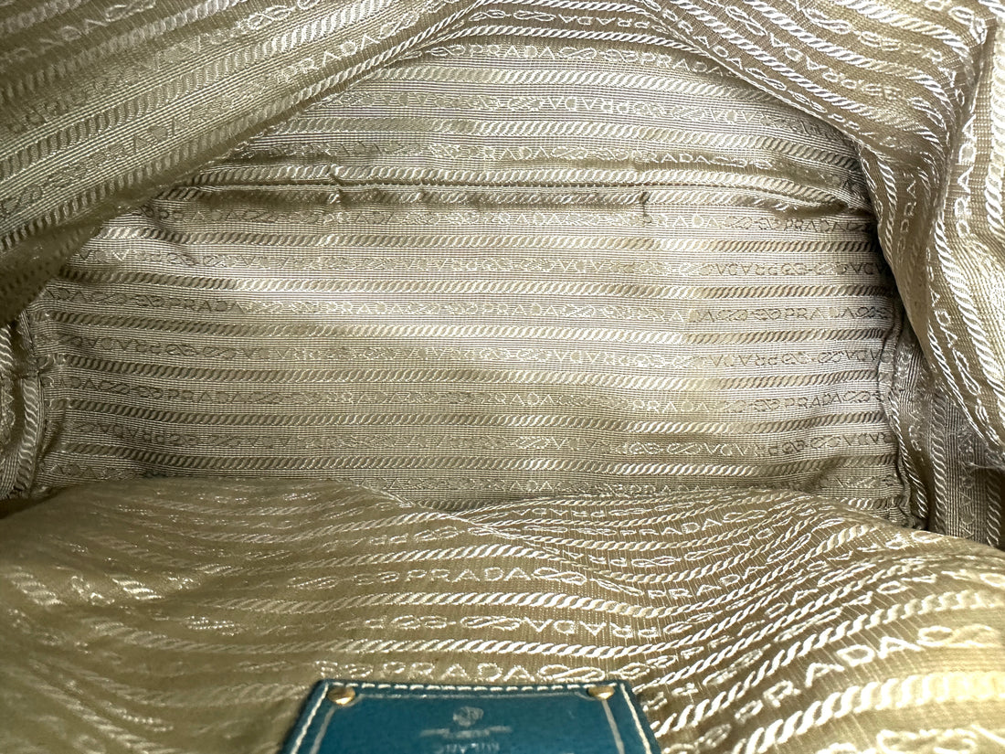 Prada Vitello Daino Green Leather Handle Bag PR359
