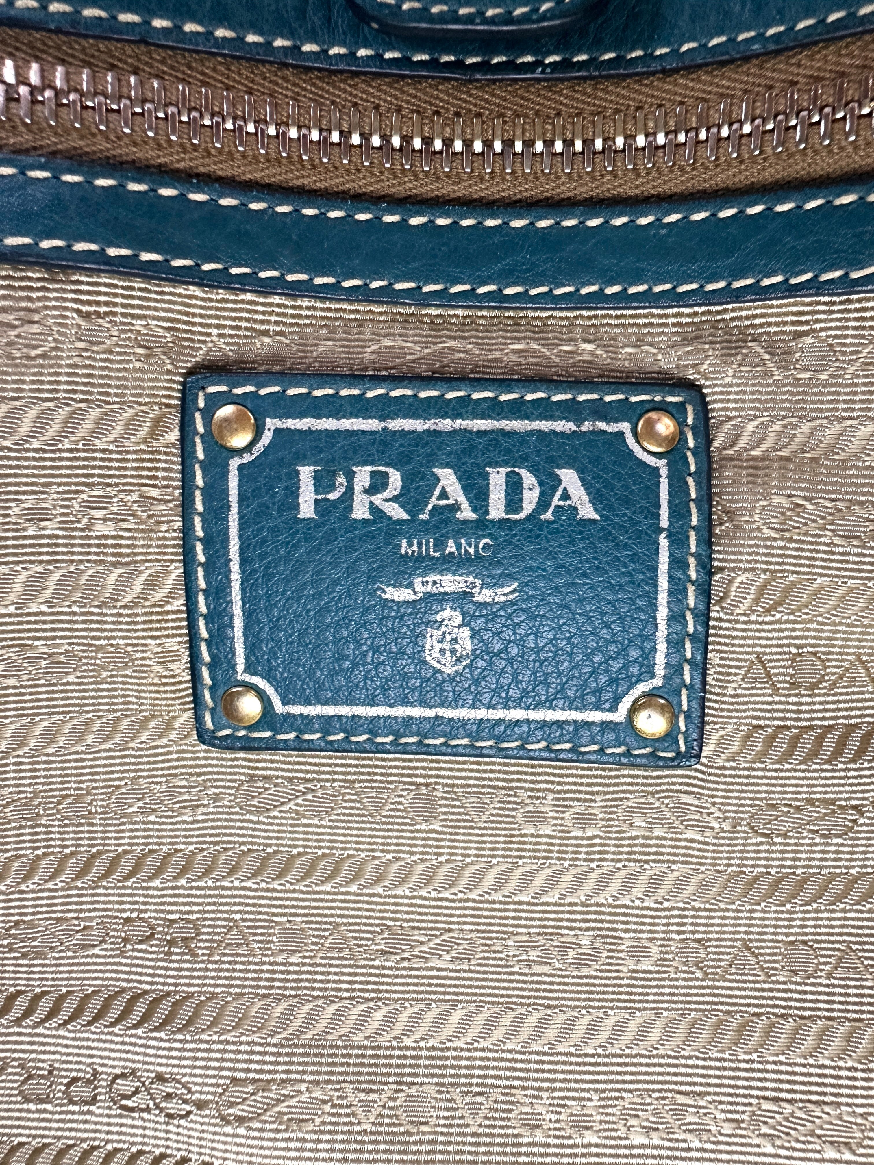Prada Vitello Daino Green Leather Handle Bag PR359
