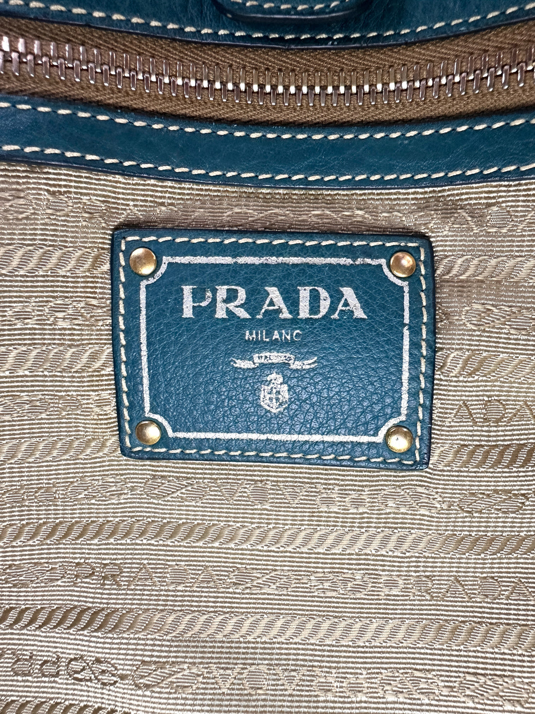 Prada Vitello Daino Green Leather Handle Bag PR359