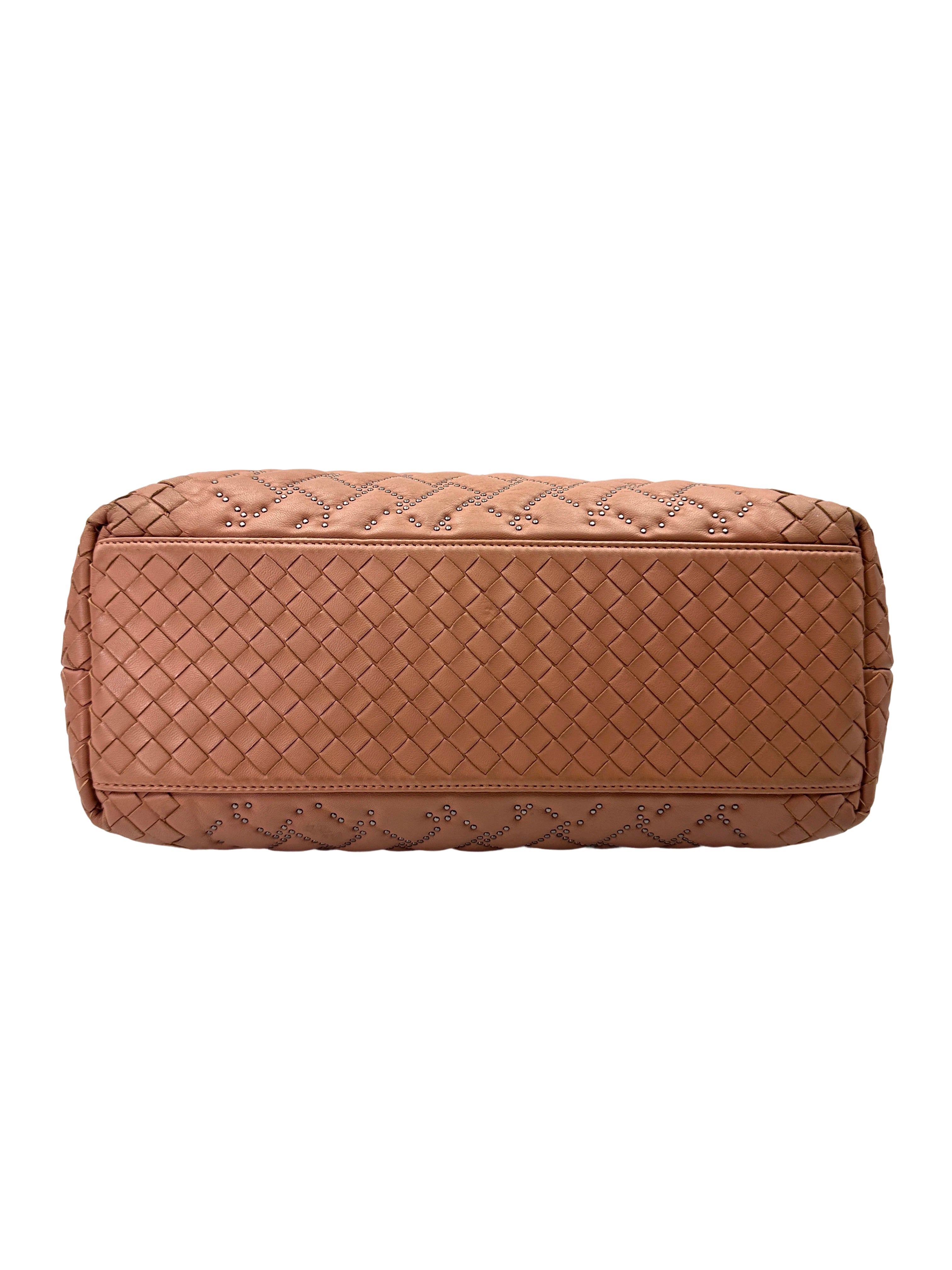 Bottega Veneta Pink Intrecciato Studded Leather Handle Bag BV131