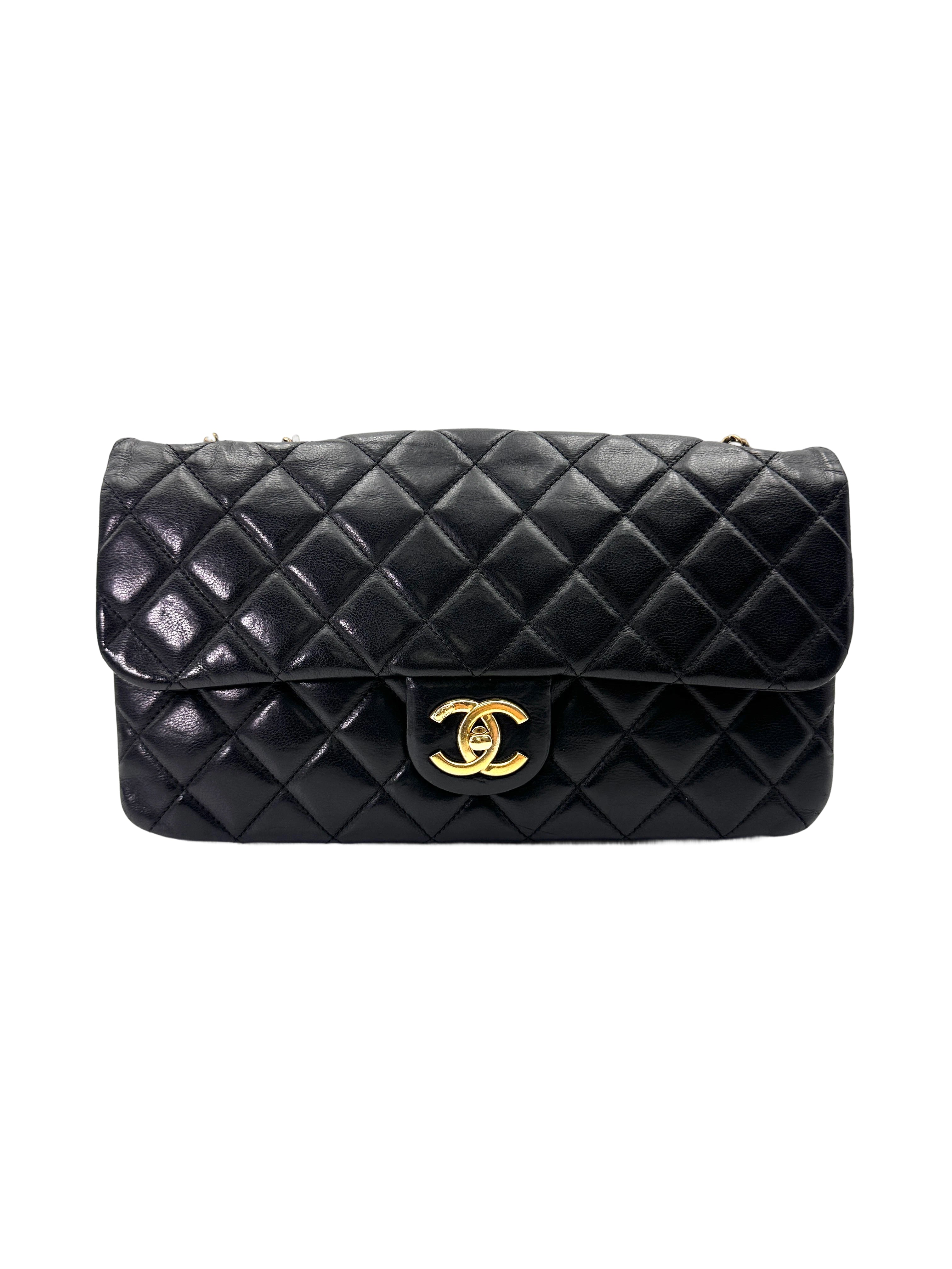 Chanel 13K Classic Flap Black Quilted Leather Shoulder Bag With Gold Buckle(17***61) IRIS228