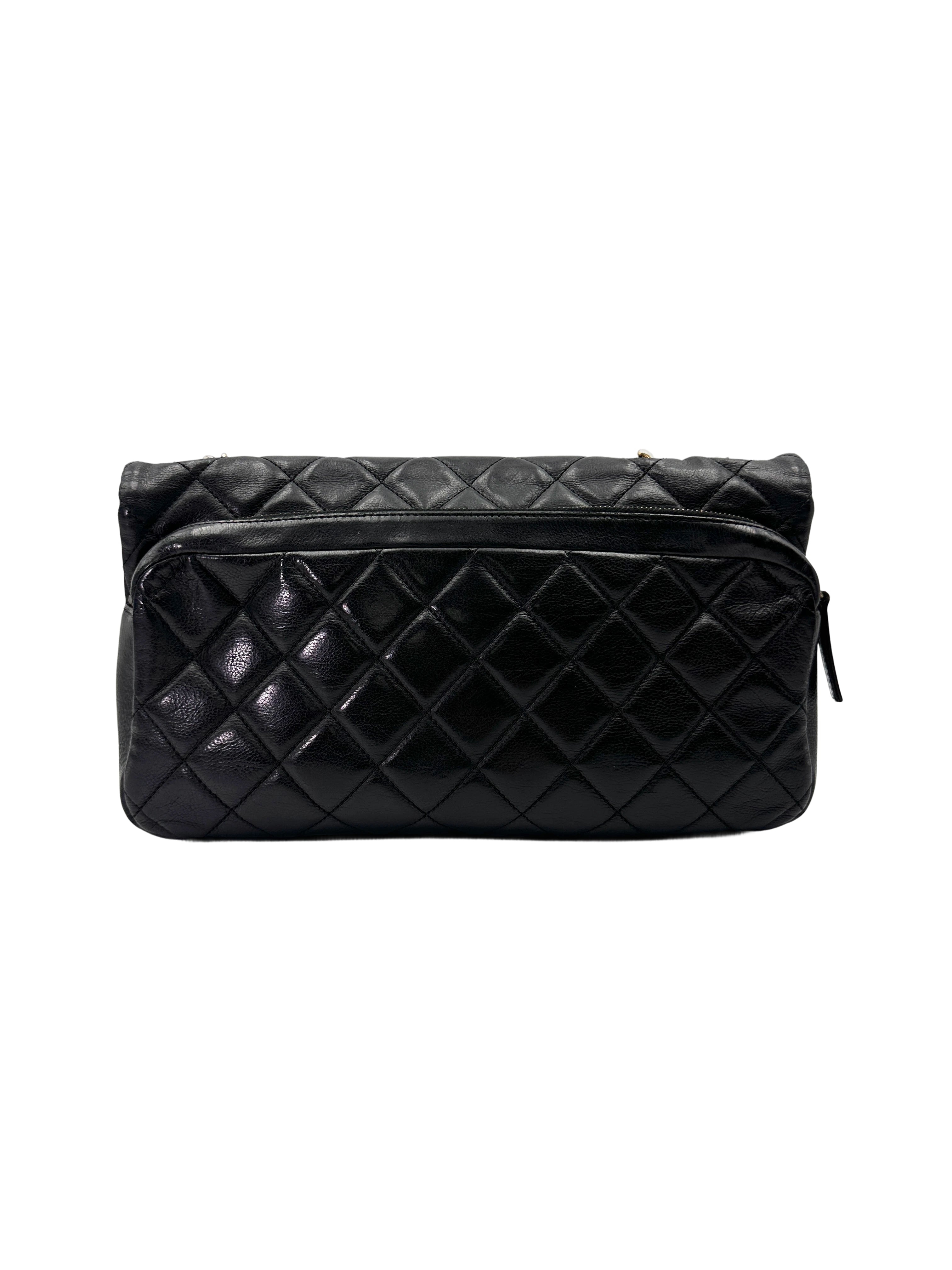 Chanel 13K Classic Flap Black Quilted Leather Shoulder Bag With Gold Buckle(17***61) IRIS228