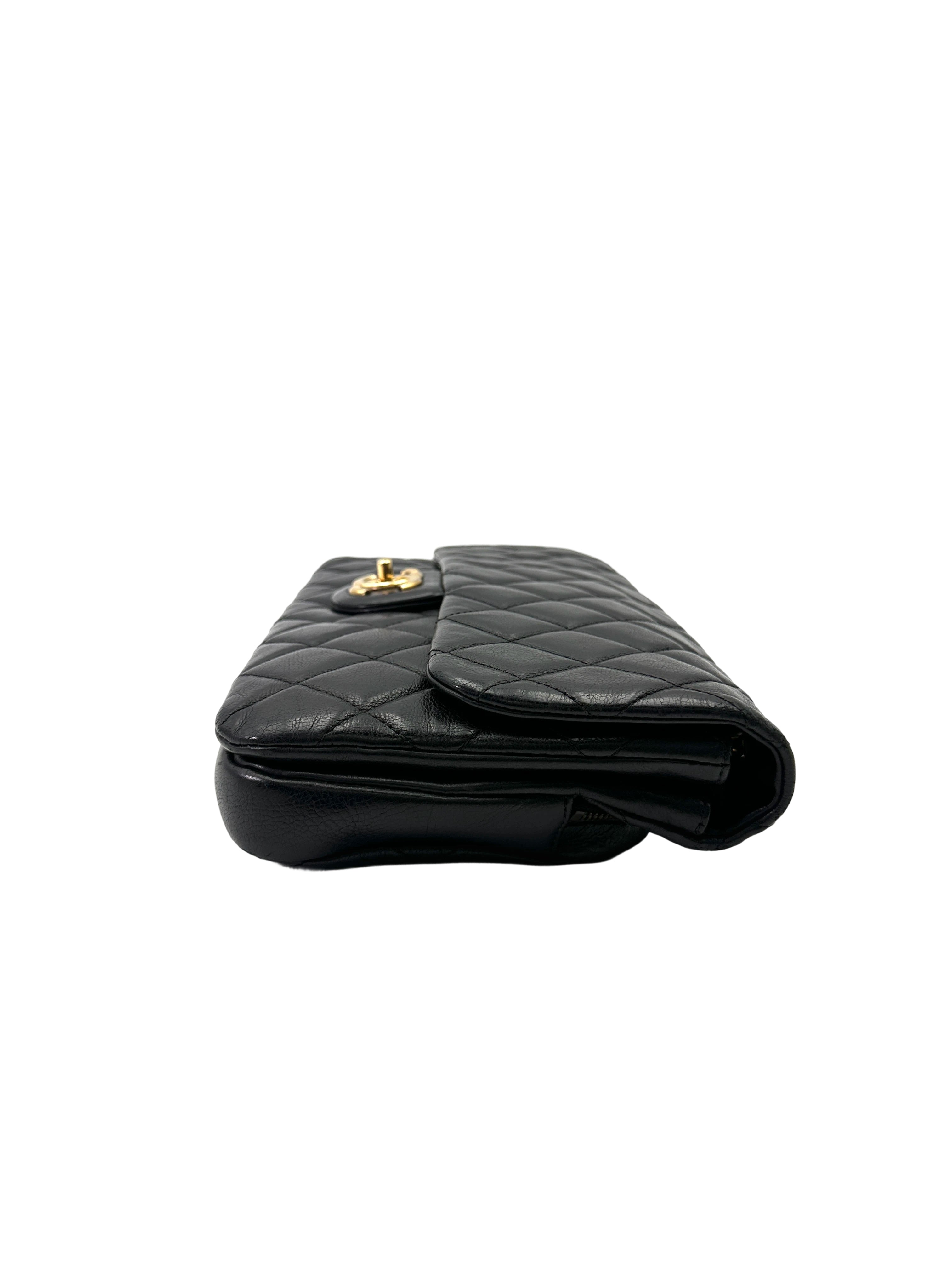 Chanel 13K Classic Flap Black Quilted Leather Shoulder Bag With Gold Buckle(17***61) IRIS228