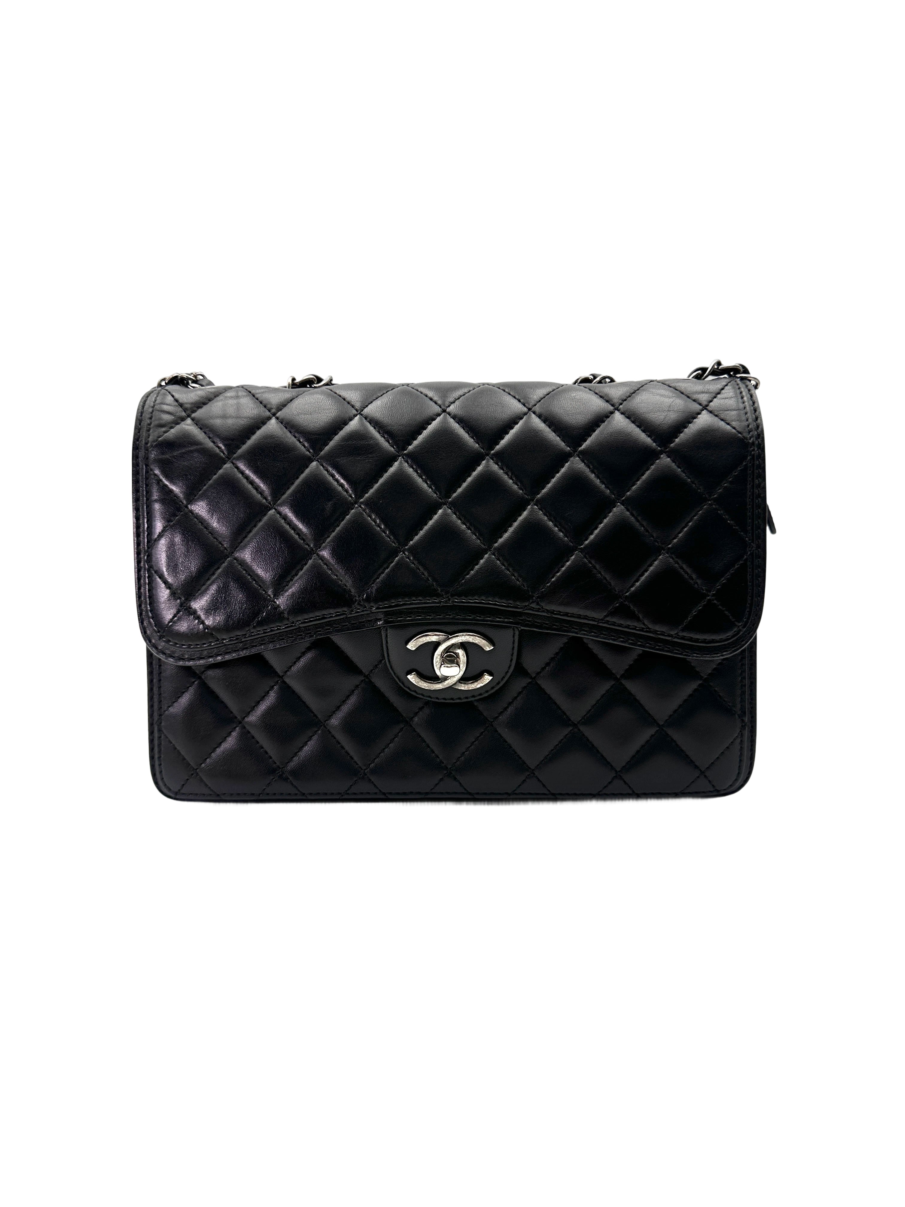 Chanel Classic Flap Black Quilted Lambskin Shoulder Bag With Gold Buckle(18***22) IRIS229