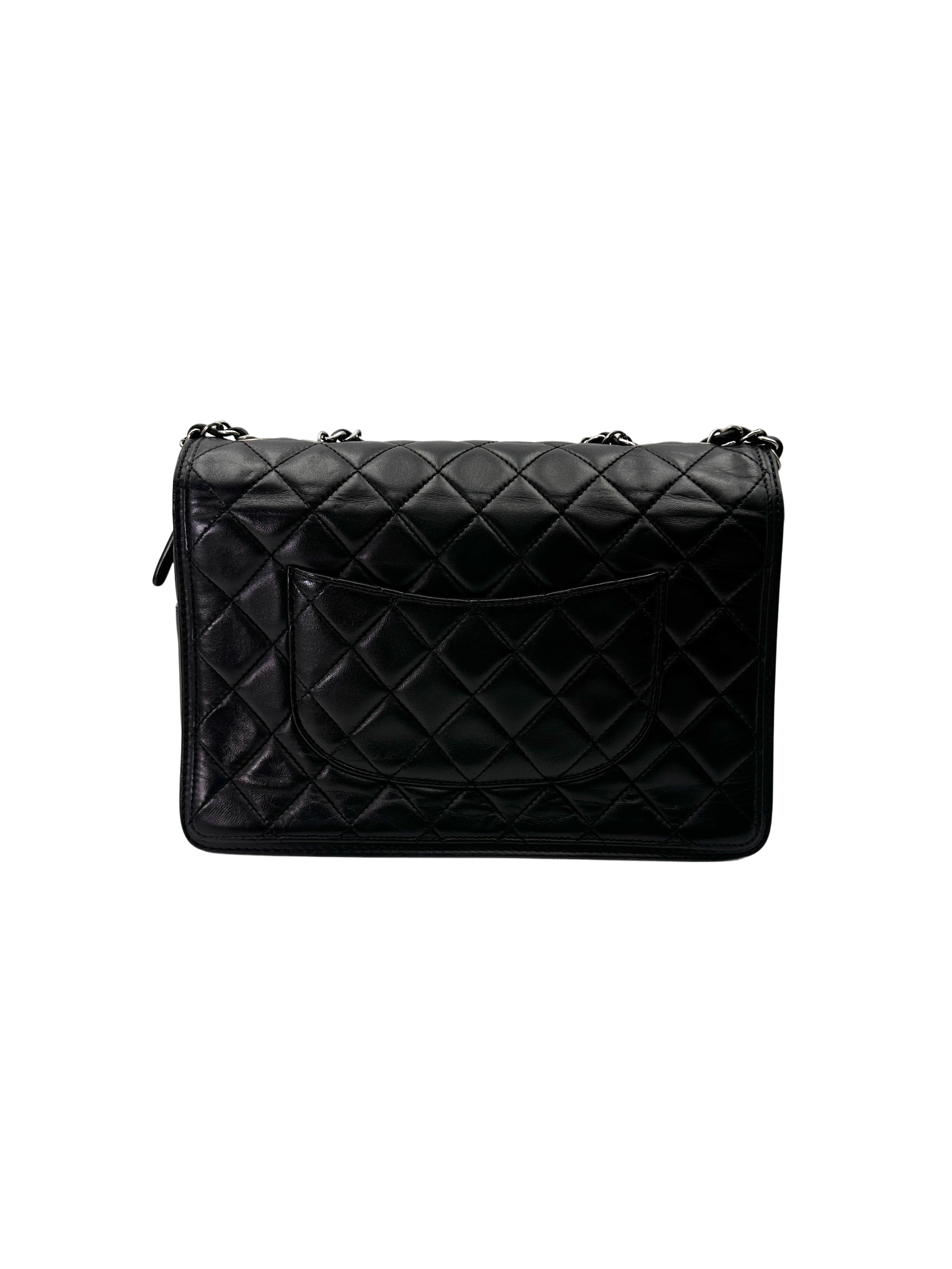 Chanel Classic Flap Black Quilted Lambskin Shoulder Bag With Gold Buckle(18***22) IRIS229
