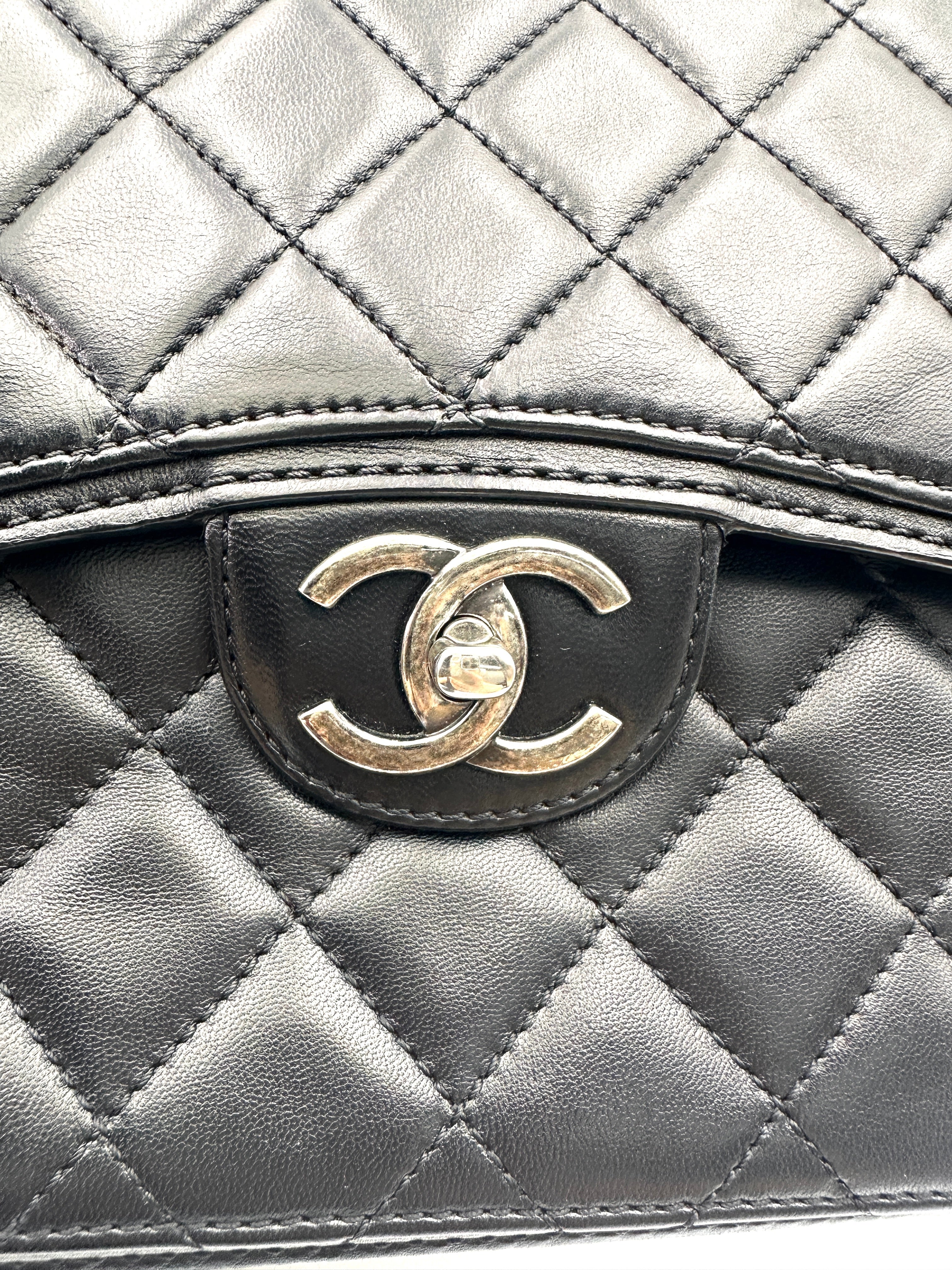 Chanel Classic Flap Black Quilted Lambskin Shoulder Bag With Gold Buckle(18***22) IRIS229