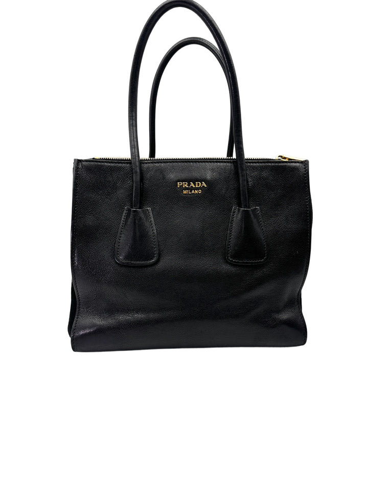Prada 2Way Black Leather Handle Bag PR362