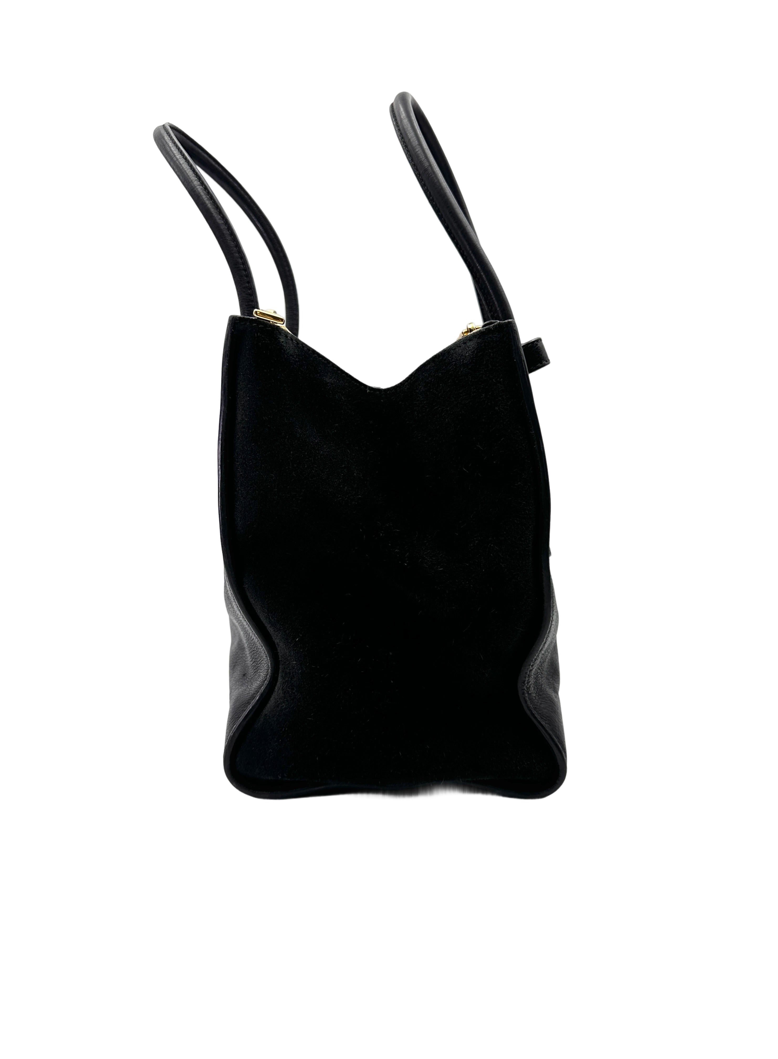 Prada 2Way Black Leather Handle Bag PR362