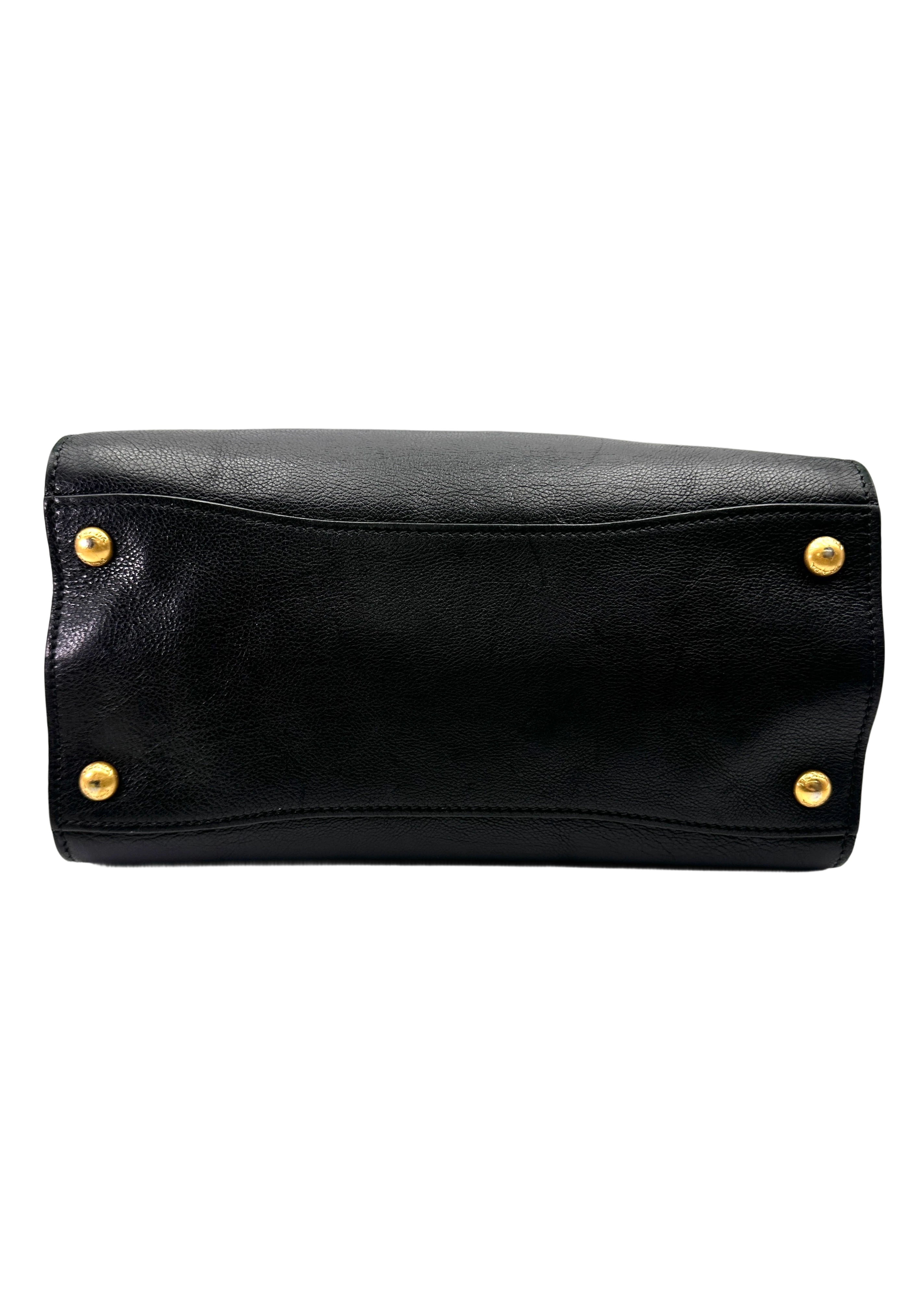 Prada 2Way Black Leather Handle Bag PR362