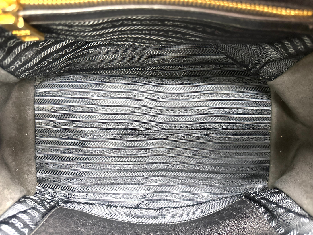 Prada 2Way Black Leather Handle Bag PR362