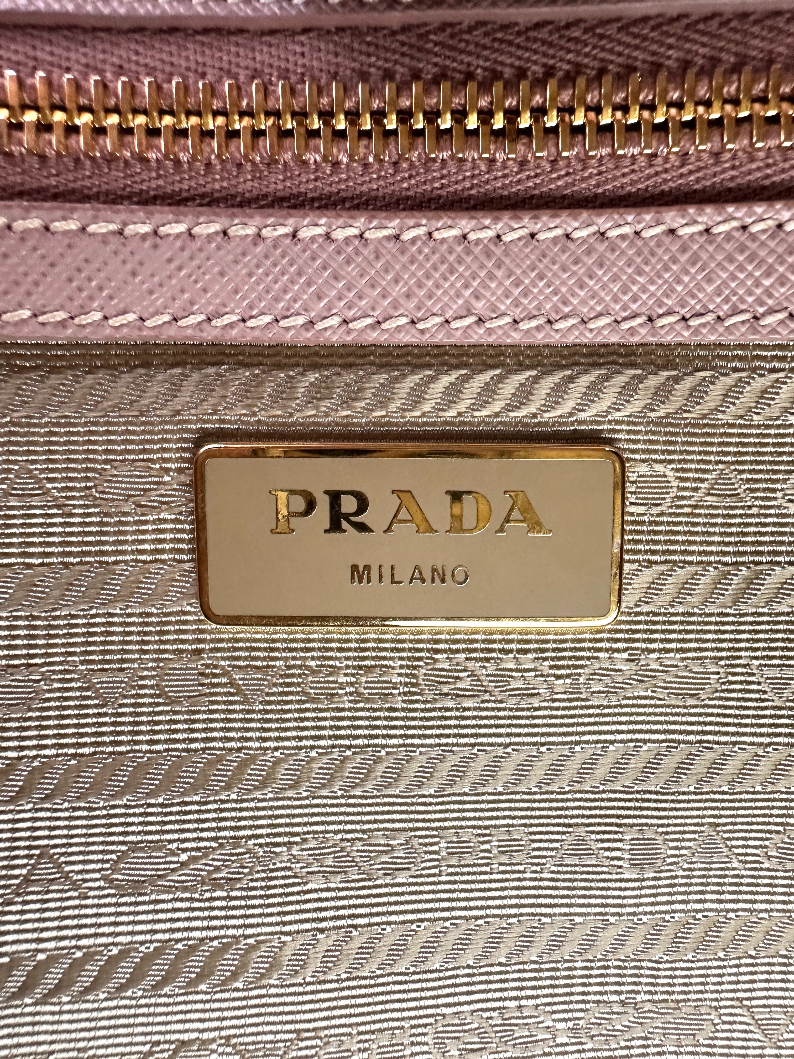 Prada Galleria Pink Saffiano Leather Medium Size Handle Bag PR360