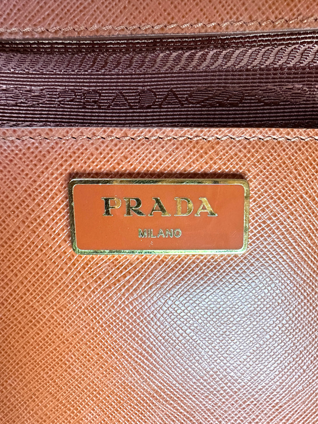 Prada Bicolor Orange Saffiano Leather Handle Bag PR361