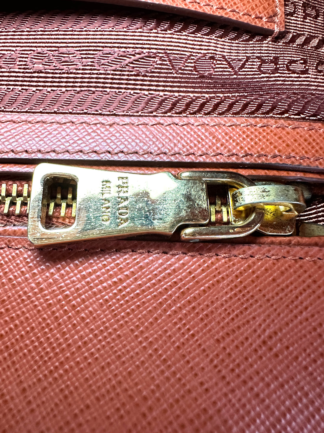 Prada Bicolor Orange Saffiano Leather Handle Bag PR361